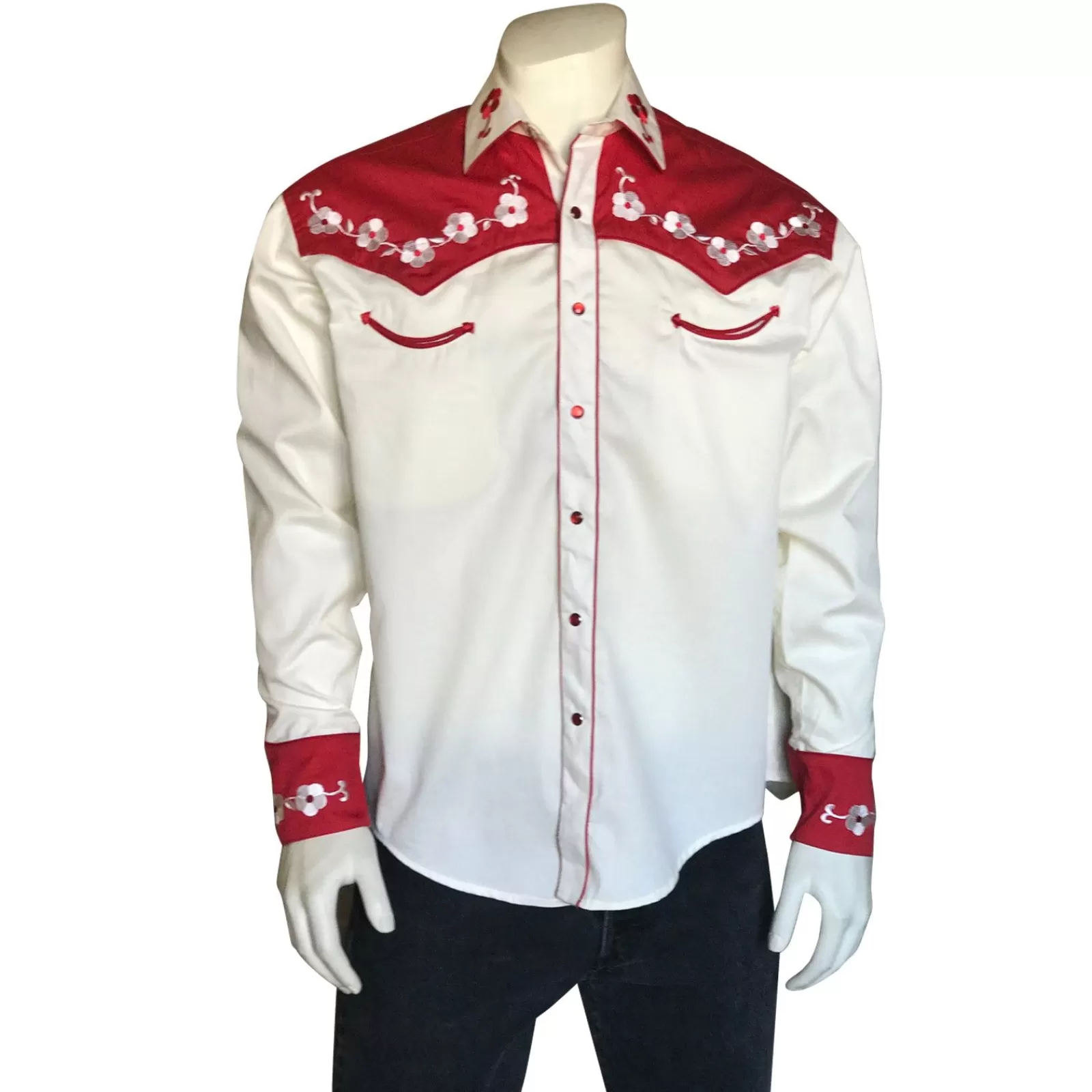 Rockmount Men'S 2-Tone Elvis Loving You Floral Embroidery Western Shirt Store
