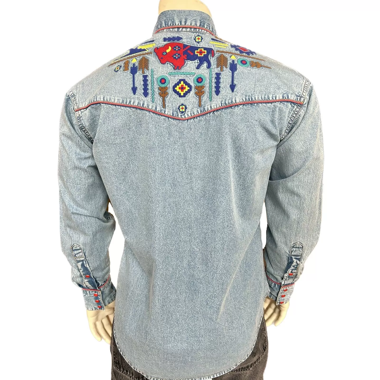 Rockmount Men'S American Bison Denim Embroidered Western Shirt Online