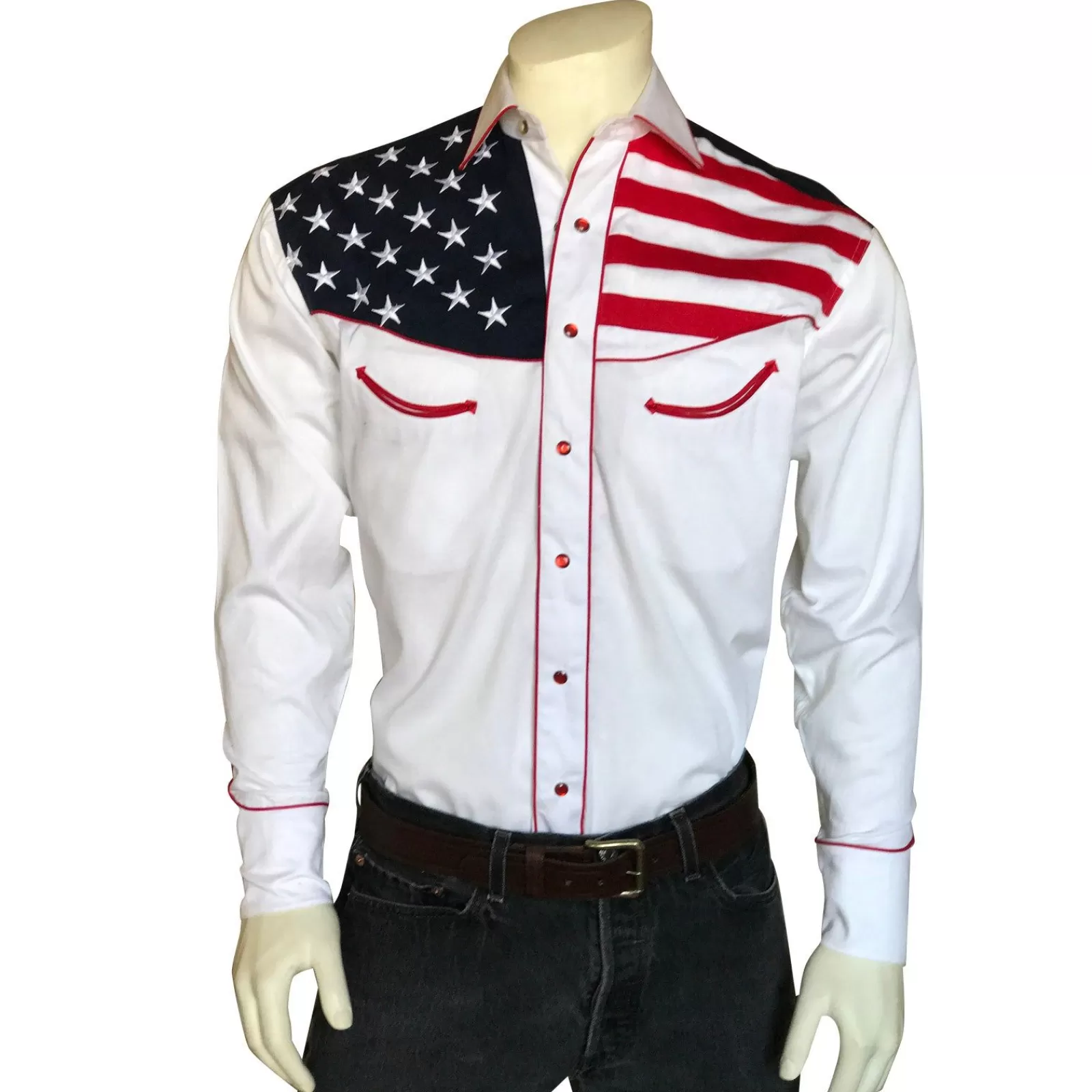 Rockmount Men'S American Flag Embroidered Western Shirt Best