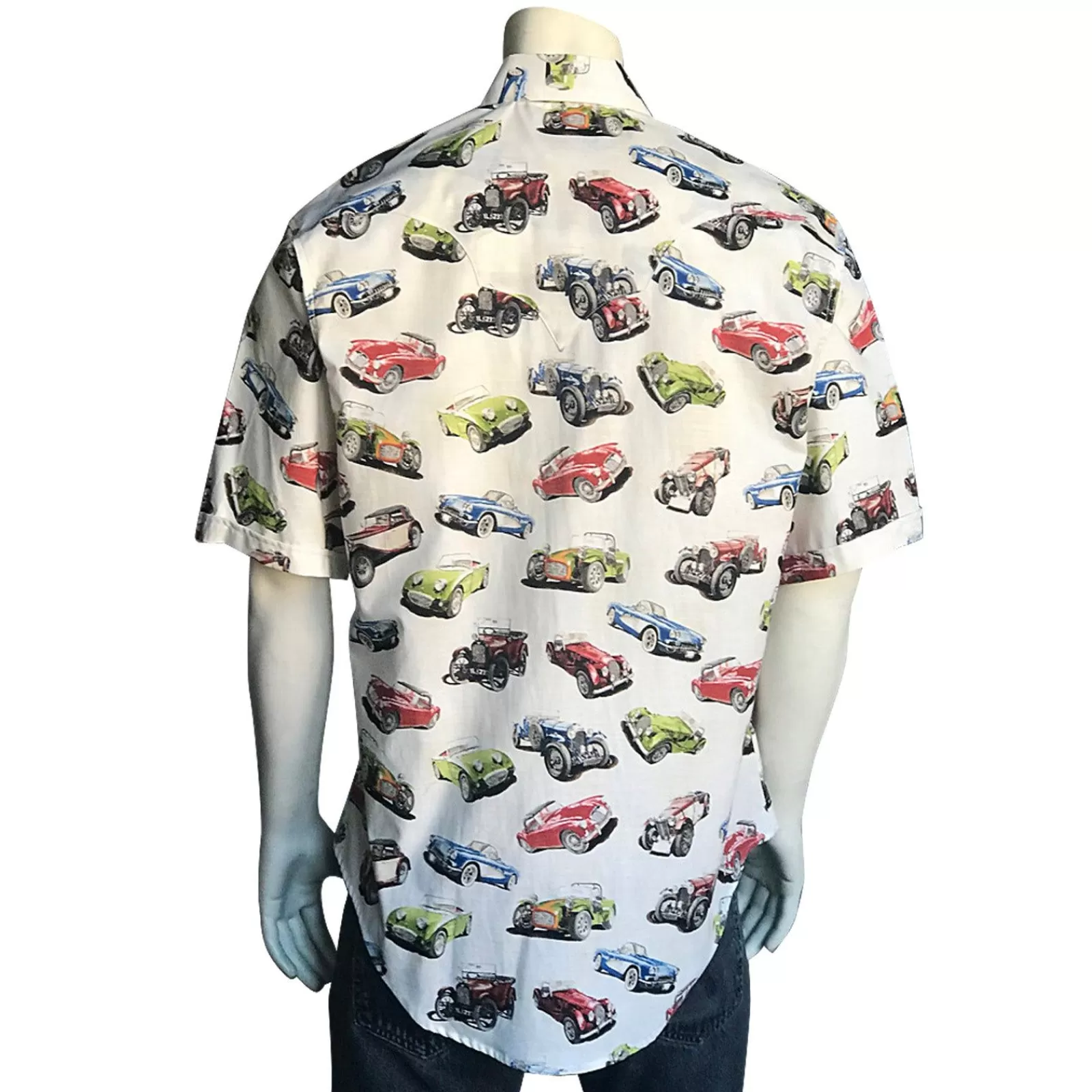 Rockmount Men'S Americana Collector Cars Short Sleeve Western Shirt In White Flash Sale