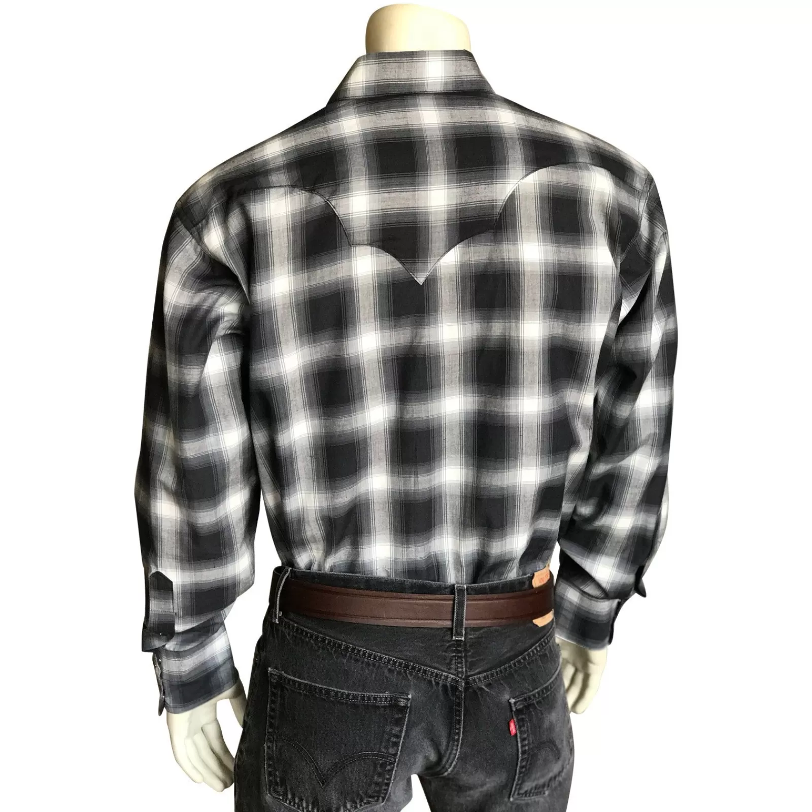 Rockmount Men'S Black & Blue Shadow Plaid Western Shirt Store