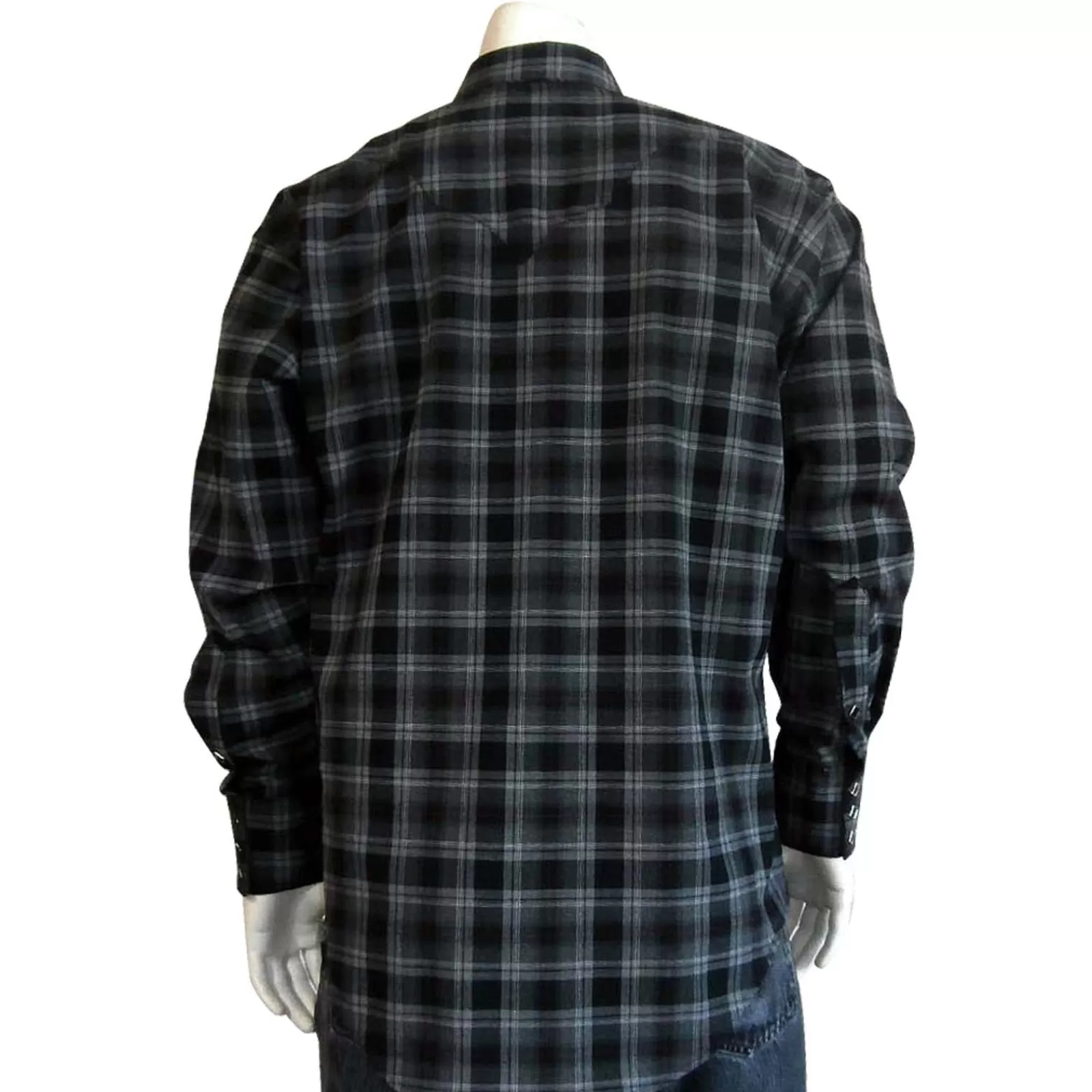 Rockmount Men'S Black & Grey Brushed Plaid Western Shirt Cheap