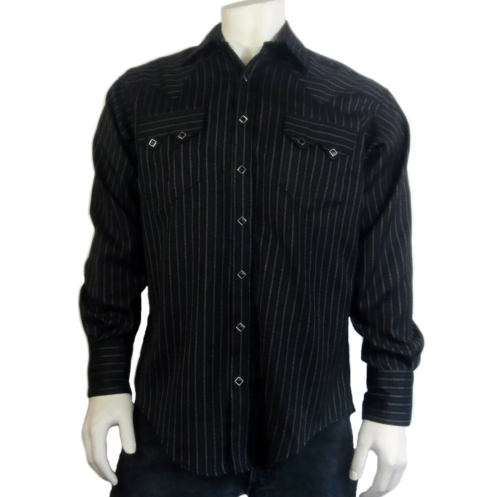 Rockmount Men'S Black & Red Rayon Stripe Western Shirt Store