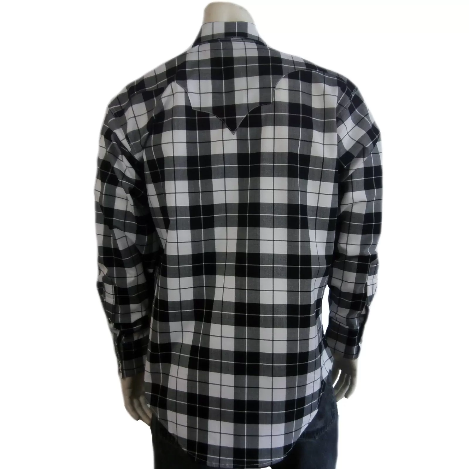 Rockmount Men'S Black & White Windowpane Plaid Western Shirt Clearance