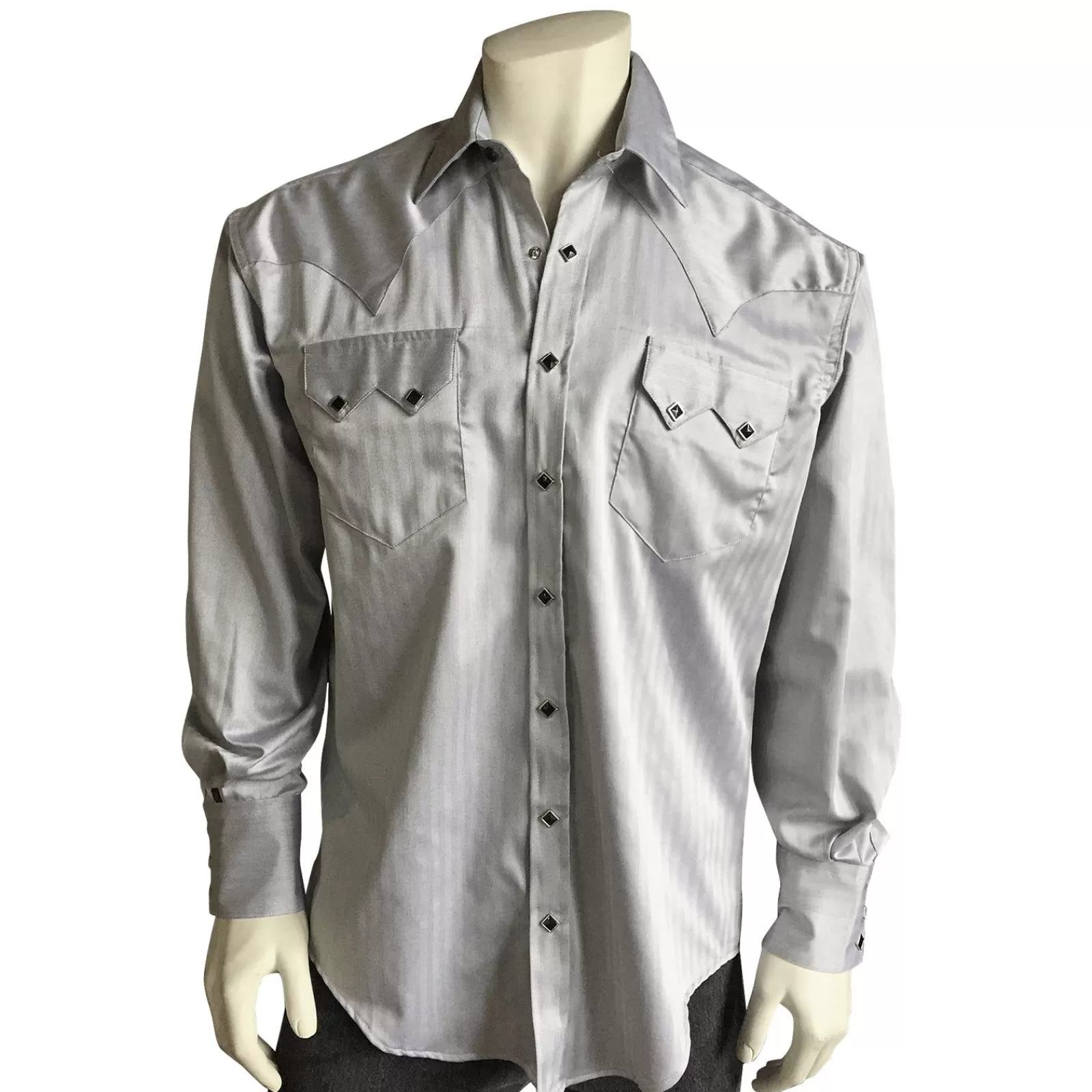 Rockmount Men'S Black Pima Cotton Herringbone Western Shirt Sale