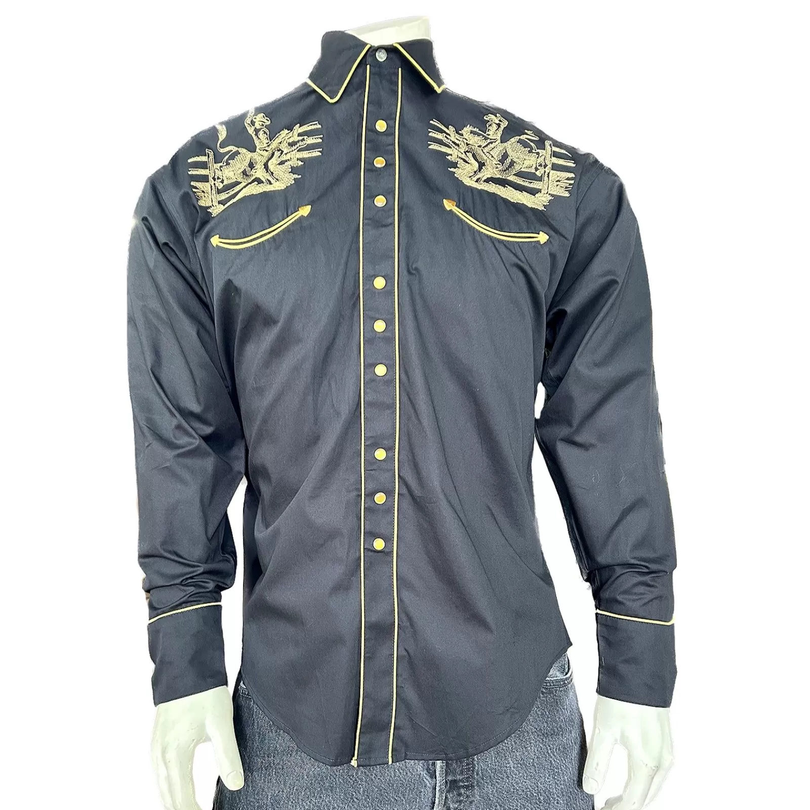 Rockmount Men'S Black Vintage Bull Rider Embroidery Online