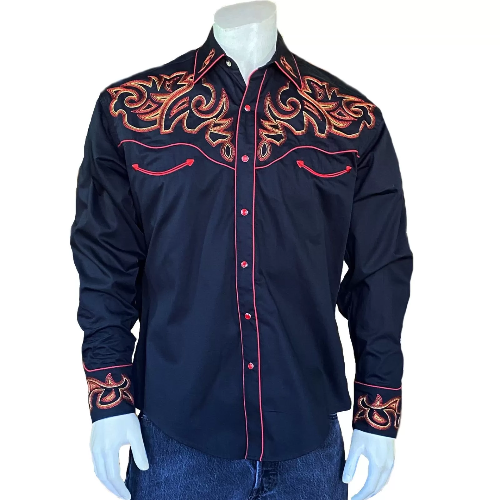 Rockmount Men'S Boot Top Embroidered Western Shirt In Black Shop