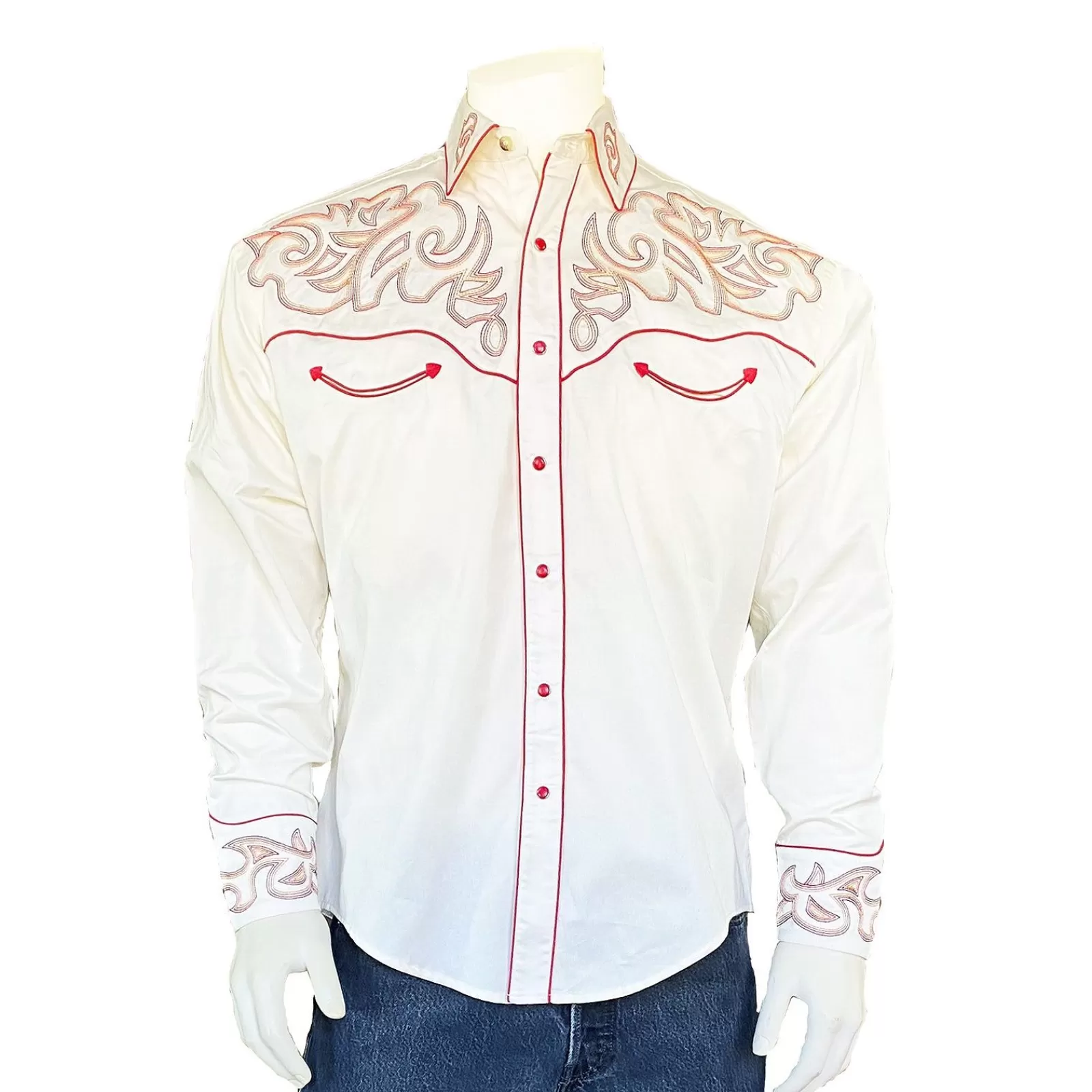 Rockmount Men'S Boot Top Embroidered Western Shirt In Ivory Shop