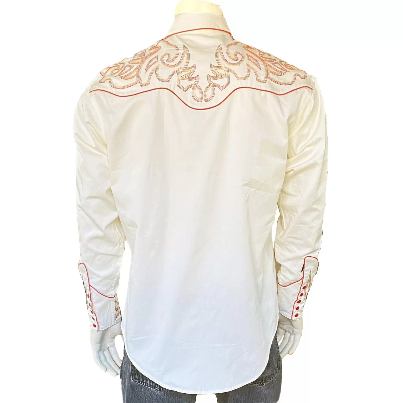 Rockmount Men'S Boot Top Embroidered Western Shirt In Ivory Shop