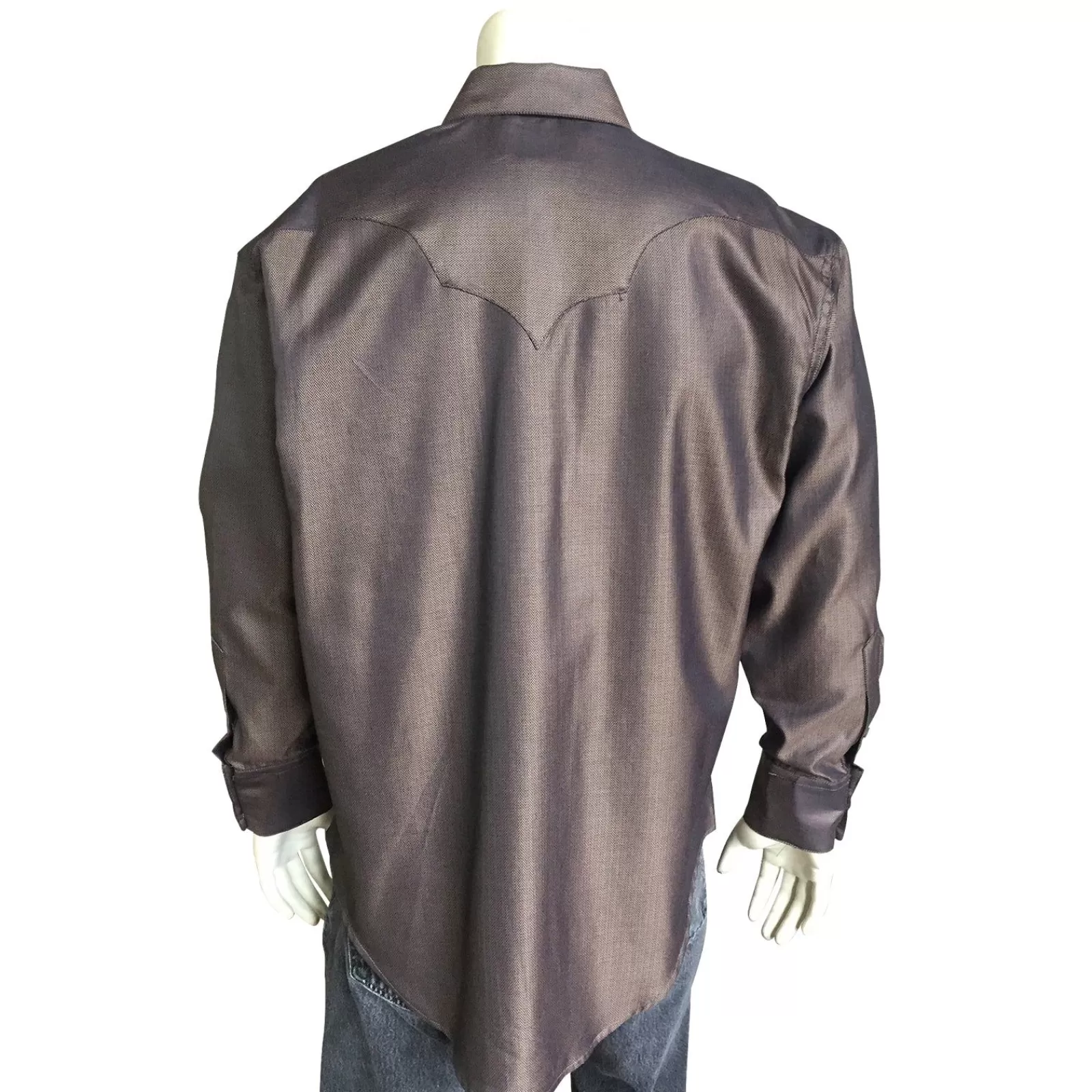 Rockmount Men'S Brown Pima Cotton Herringbone Western Shirt Hot