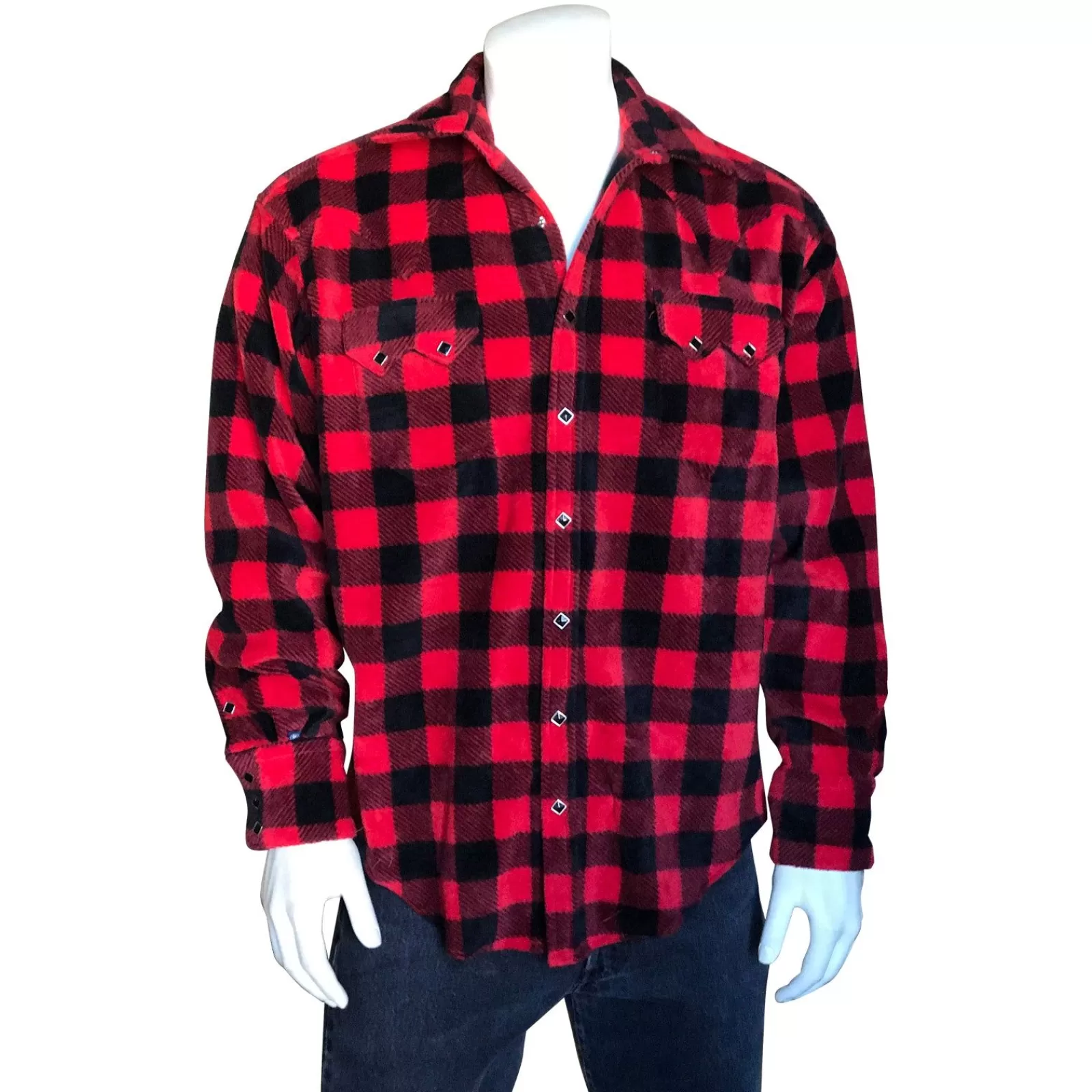 Rockmount Men'S Buffalo Check Fleece Western Shirt In Red & Black Cheap