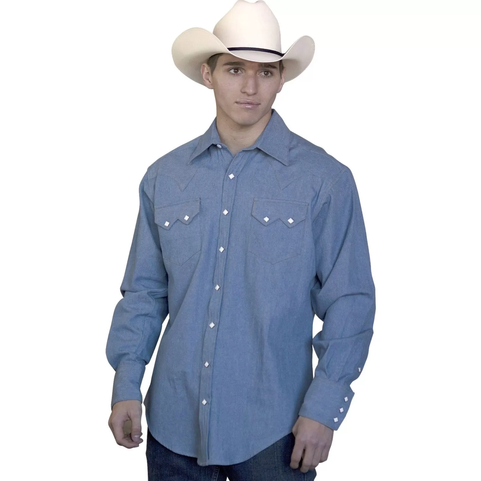 Rockmount Men'S Classic Light Blue Denim Western Shirt Sale