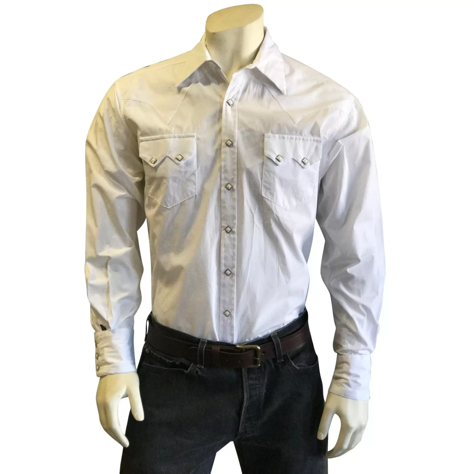 Rockmount Men'S Classic Pima Cotton Solid White Western Shirt With White Snaps Cheap