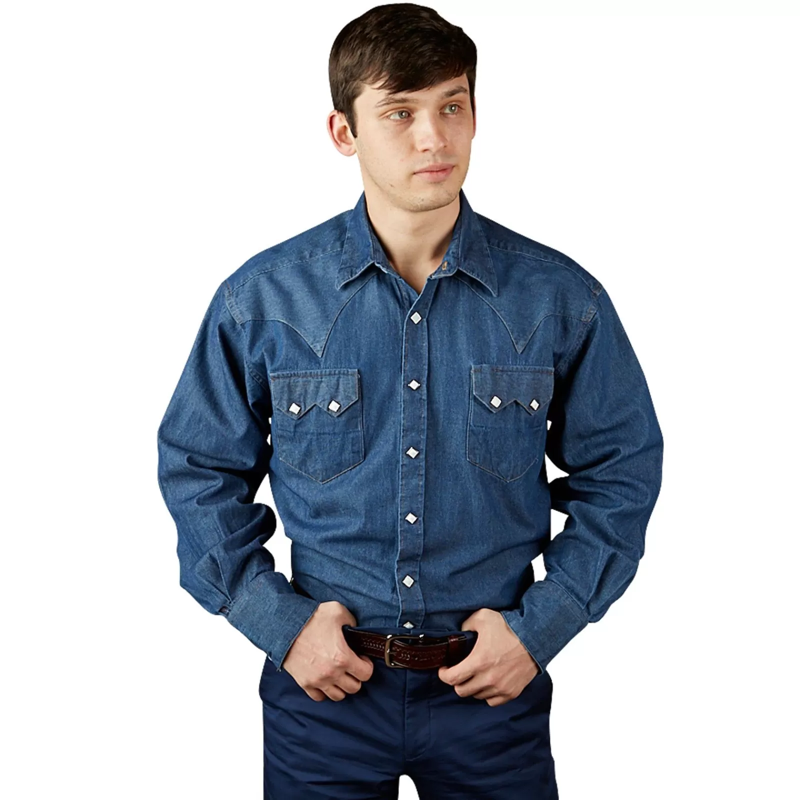 Rockmount Men'S Classic Stonewashed Denim Western Shirt Shop