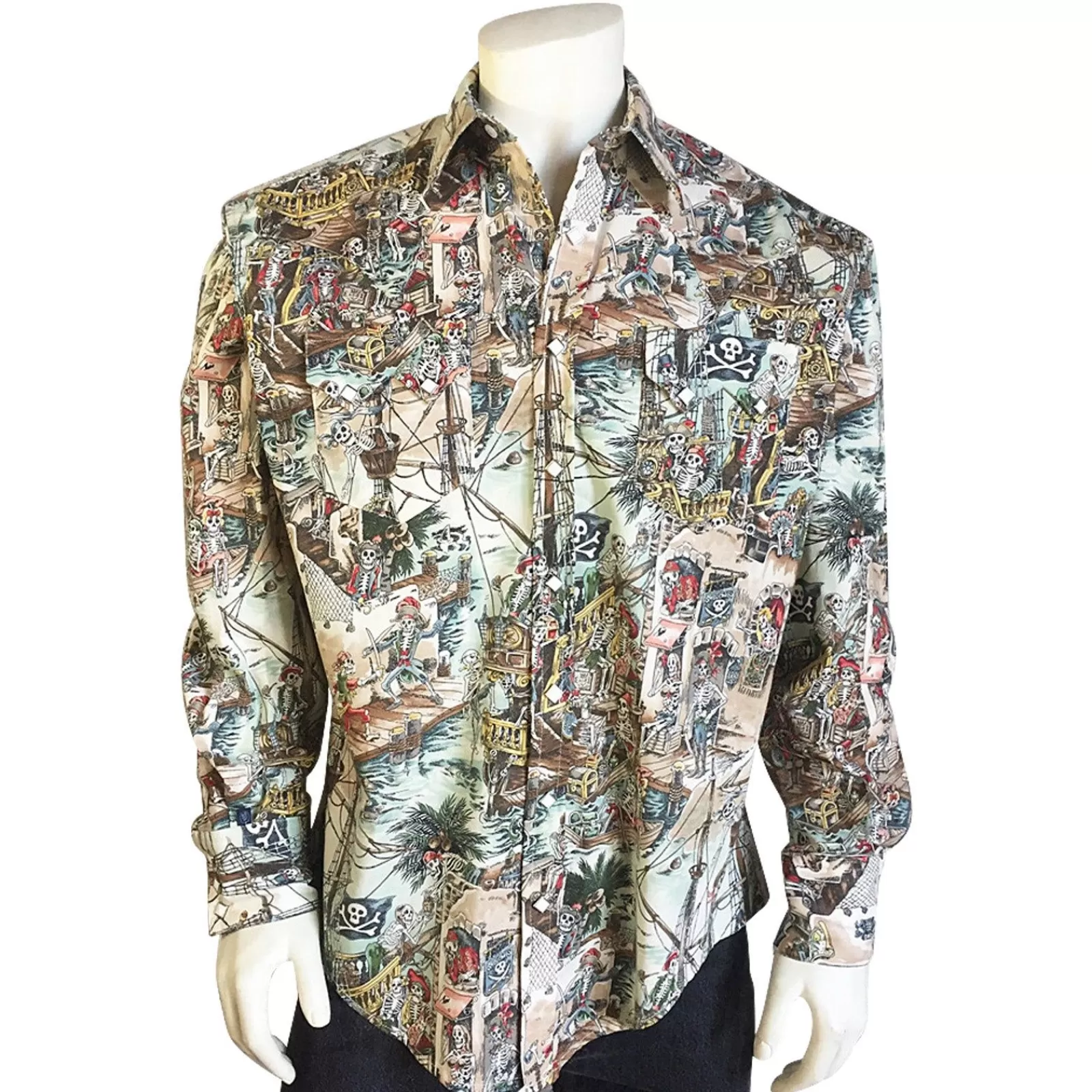 Rockmount Men'S Dead Pirates Print Western Shirt Best Sale