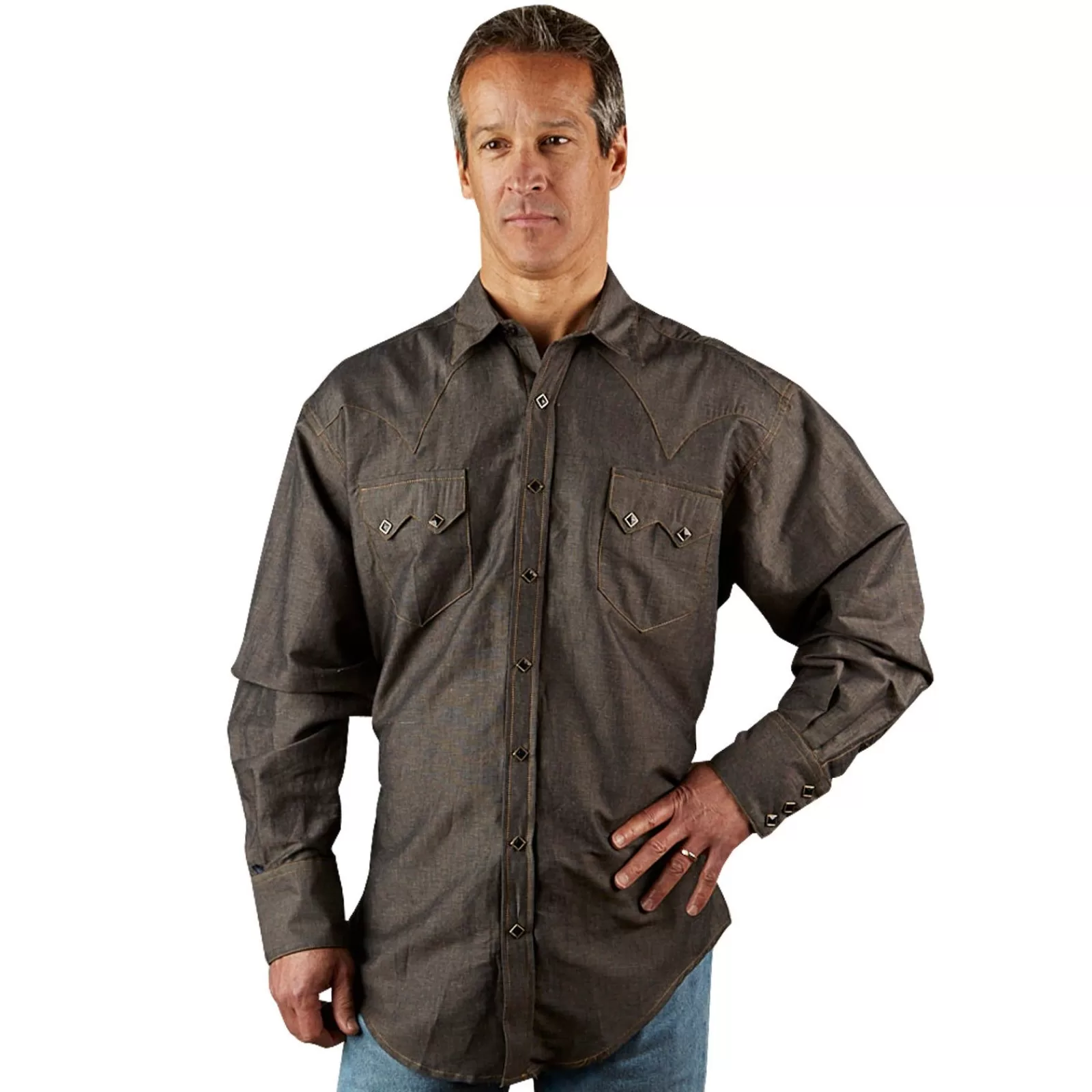 Rockmount Men'S Extra-Fine Cotton Black Chambray Western Shirt Discount