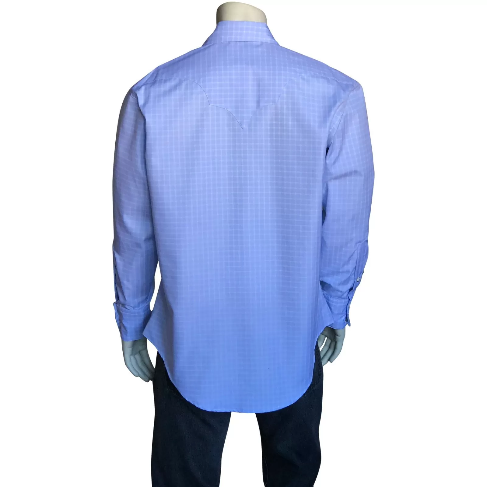 Rockmount Men'S Extra-Fine Cotton Blue Windowpane Check Western Shirt New