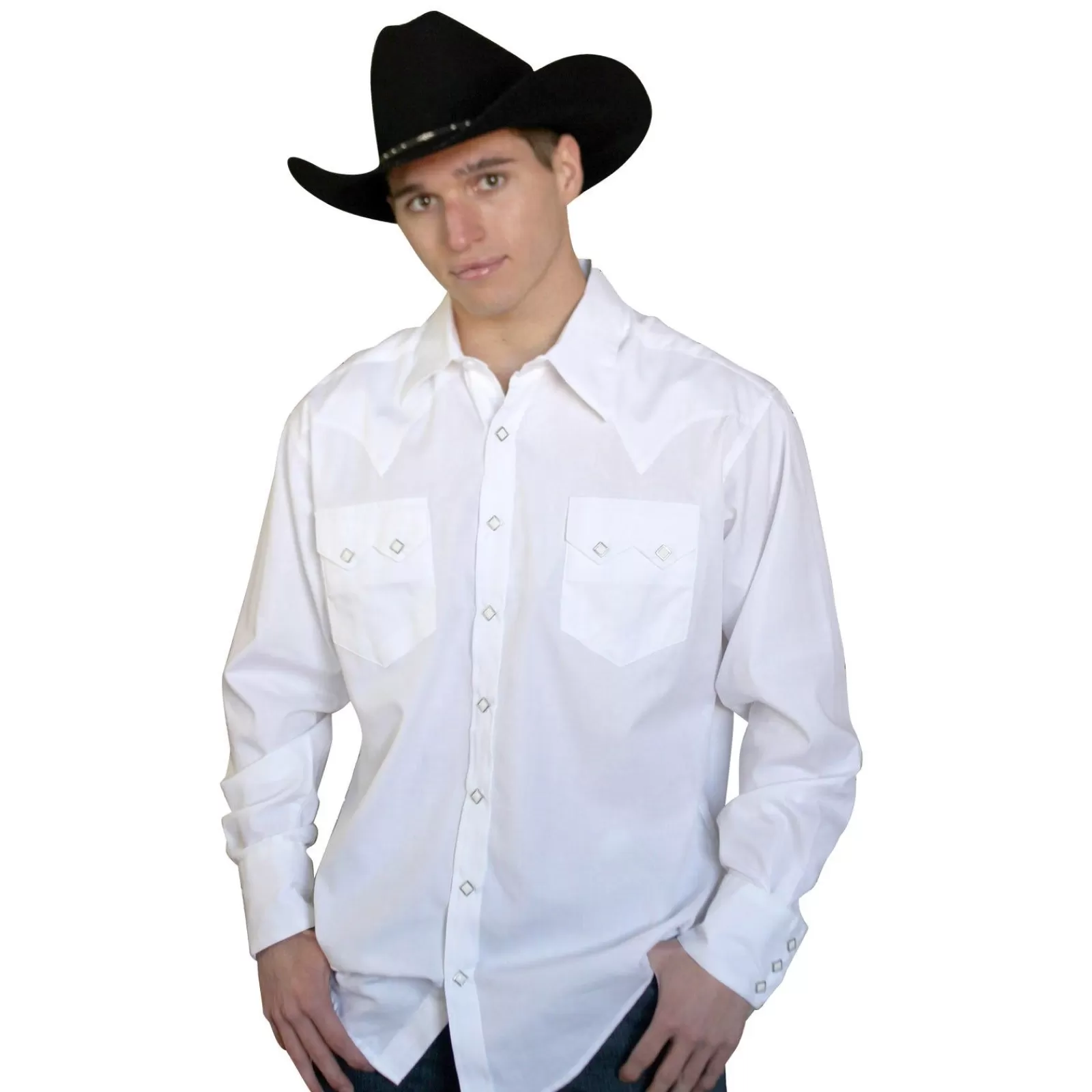 Rockmount Men'S Extra-Fine Cotton White Oxford Western Shirt Discount