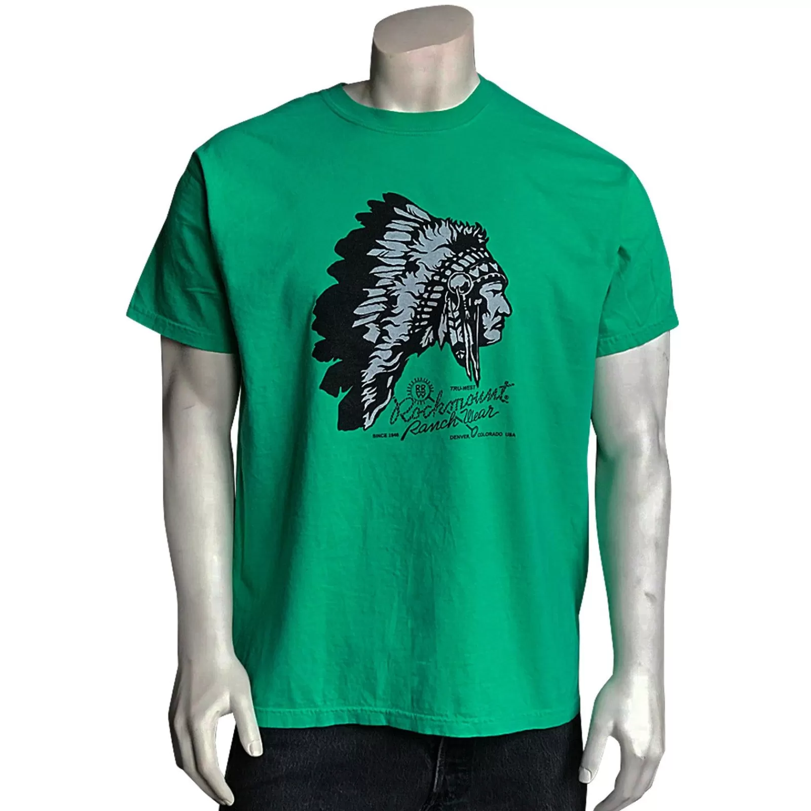 Rockmount Men'S Green 100% Cotton Chief Western T-Shirt Clearance