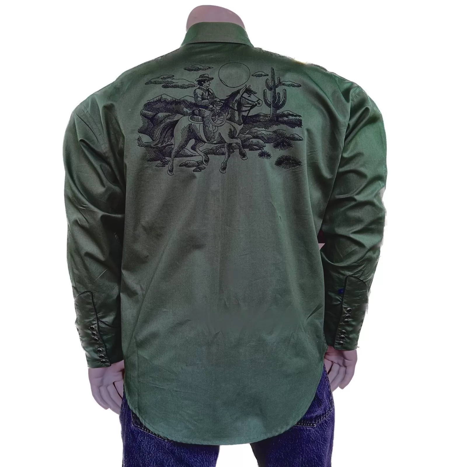 Rockmount Men'S Green Vintage Rider Western Embroidery Outlet