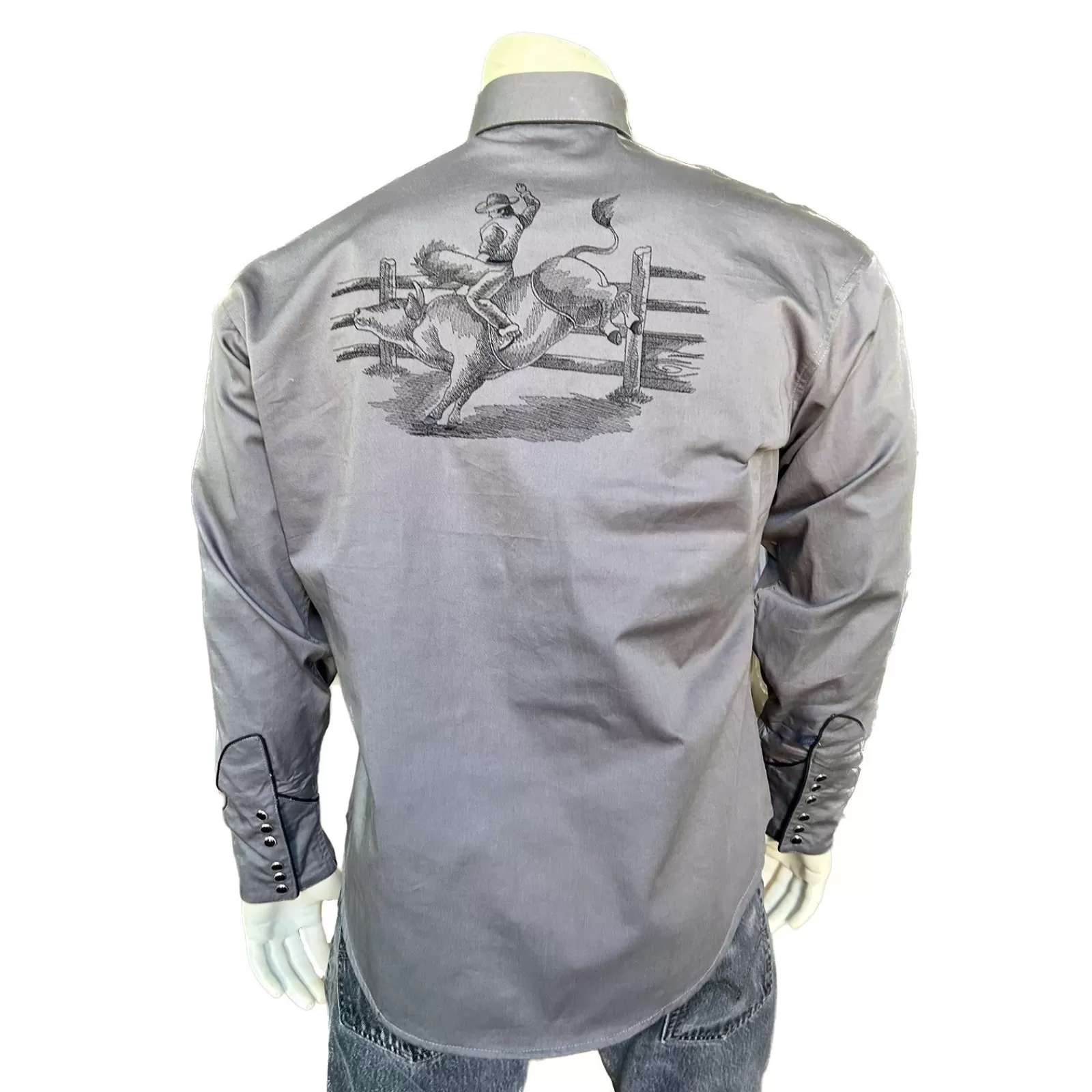 Rockmount Men'S Grey Vintage Bull Rider Embroidery Online