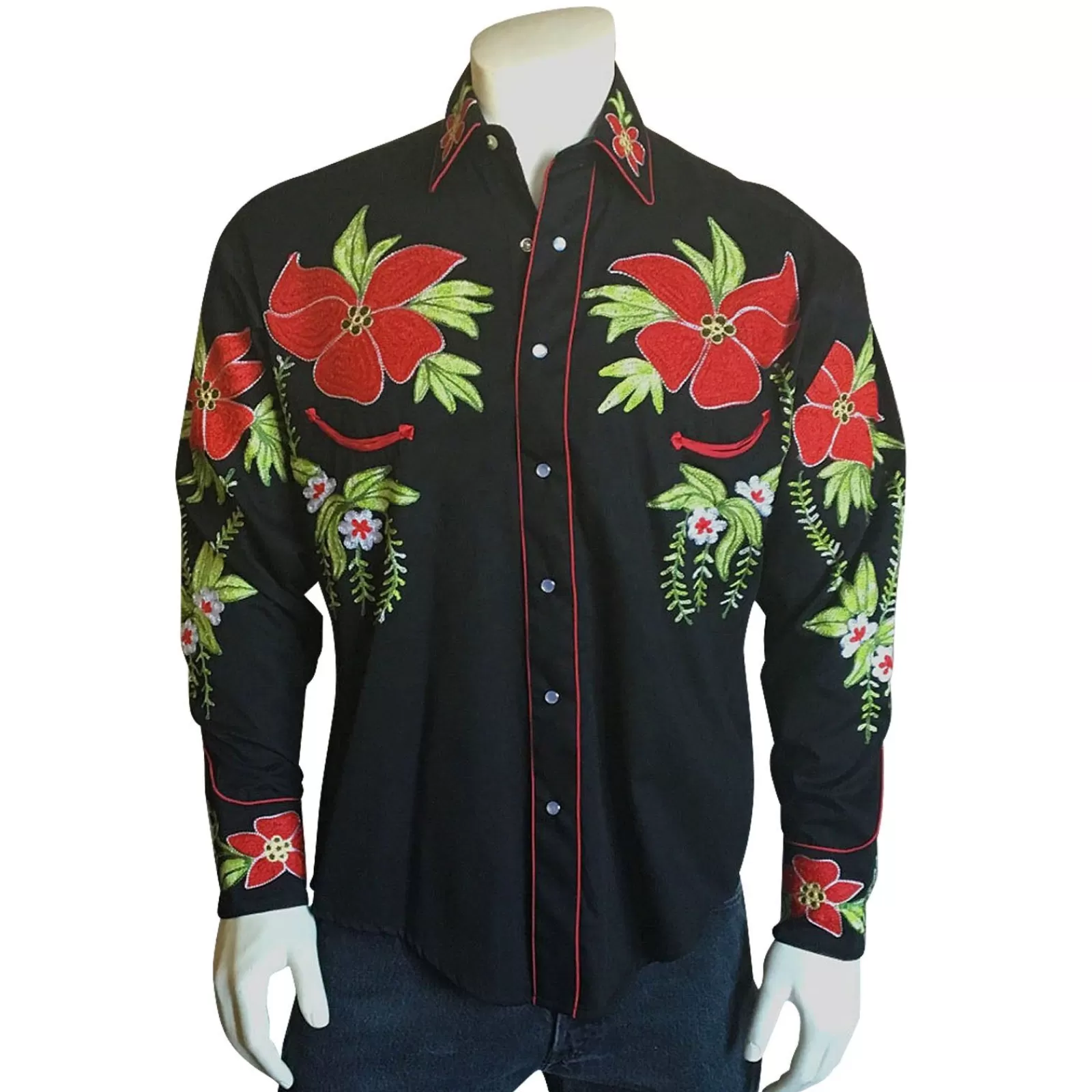 Rockmount Men'S Hawaiian Hibiscus Cotton Gabardine Western Shirt Discount