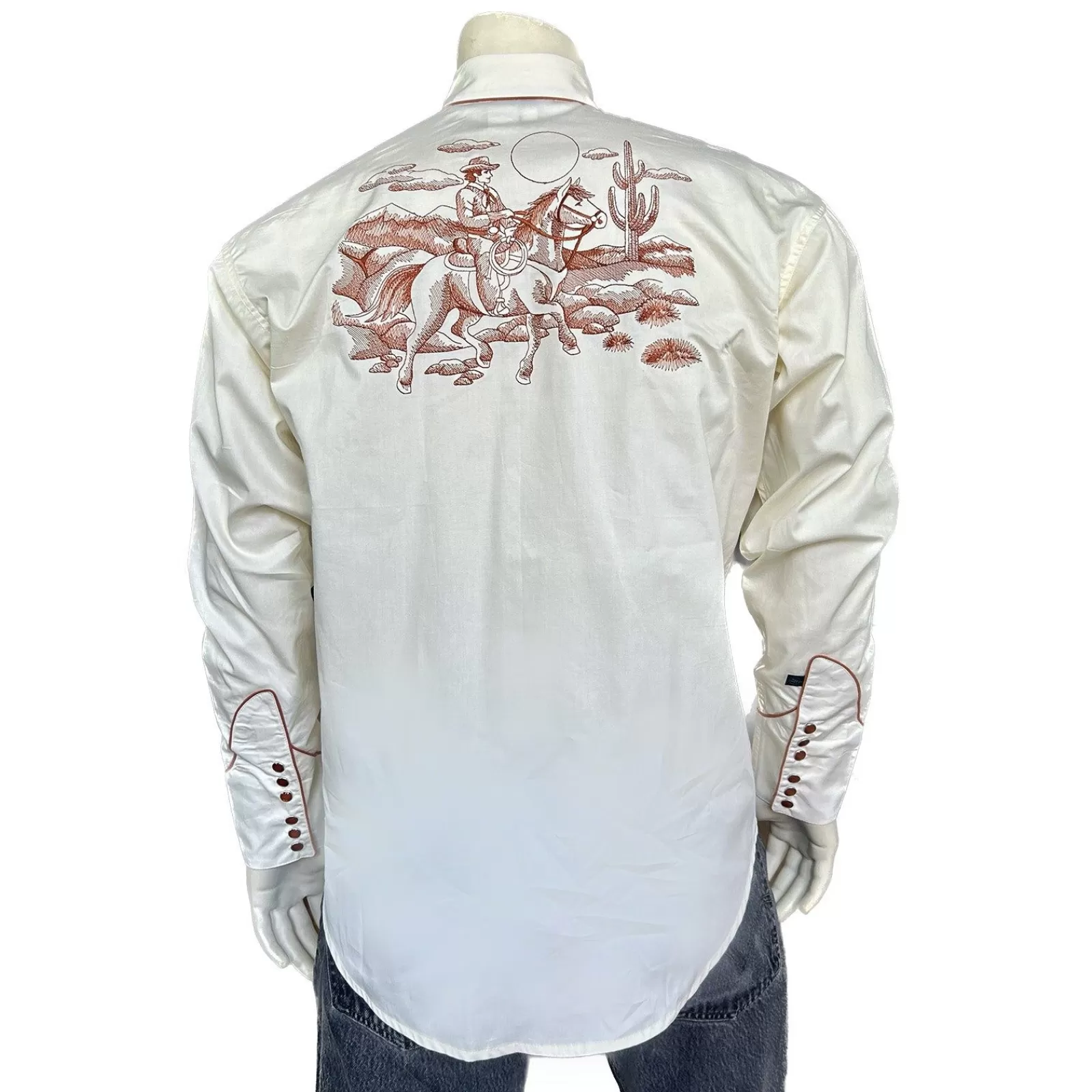 Rockmount Men'S Ivory Vintage Rider Western Embroidery Outlet