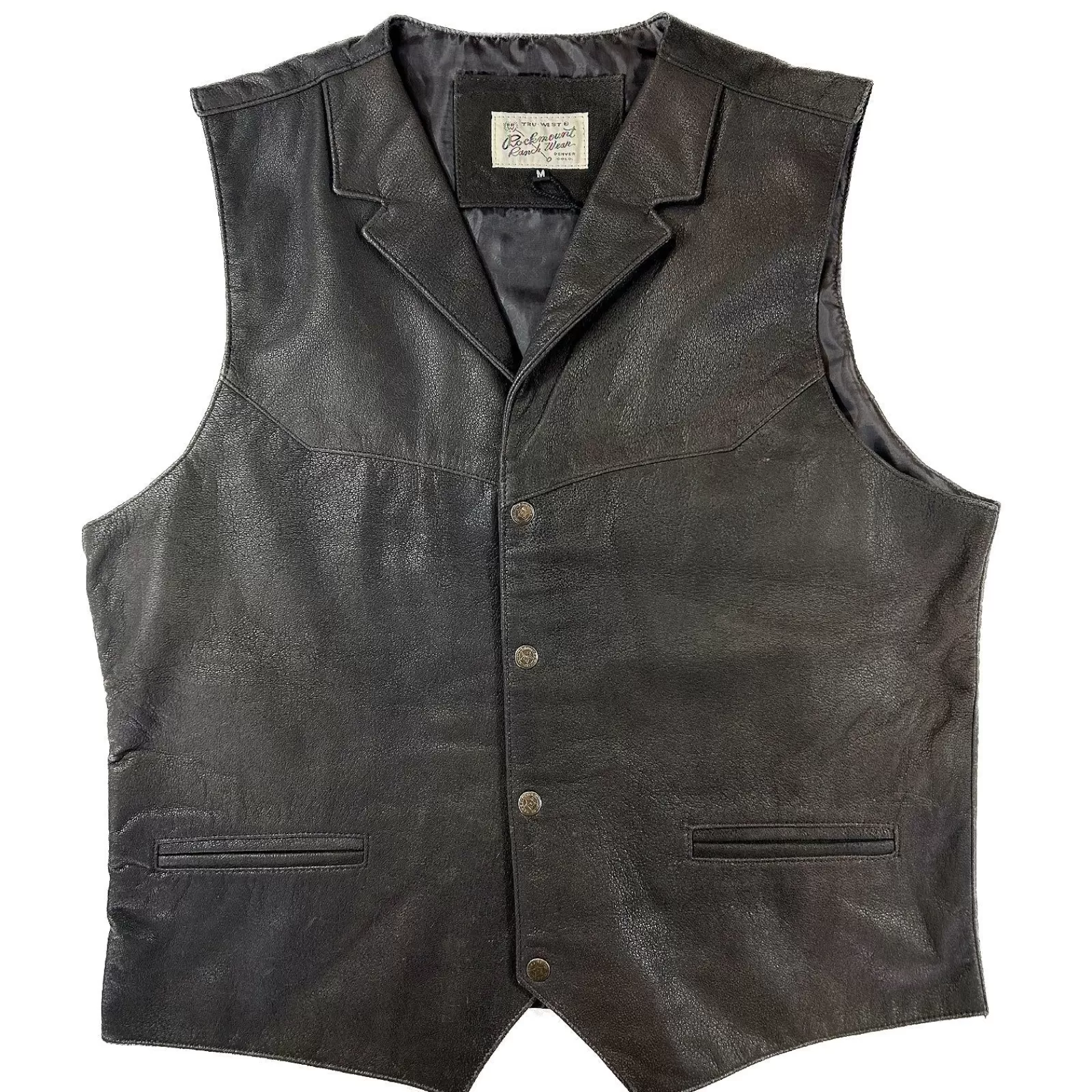 Rockmount Men'S Leather Vest Pebble Lamb Flash Sale