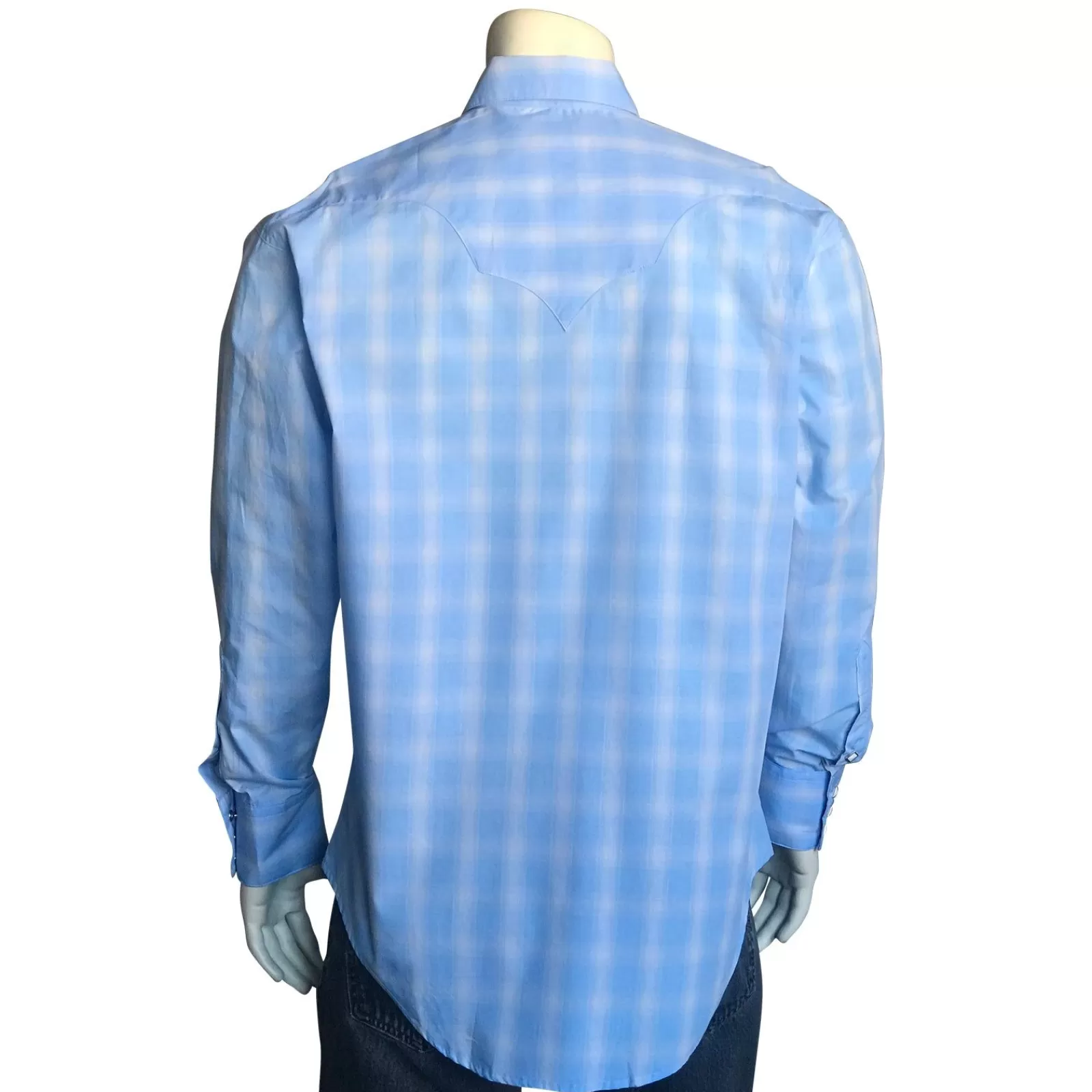 Rockmount Men'S Light Blue Shadow Plaid Western Shirt Clearance