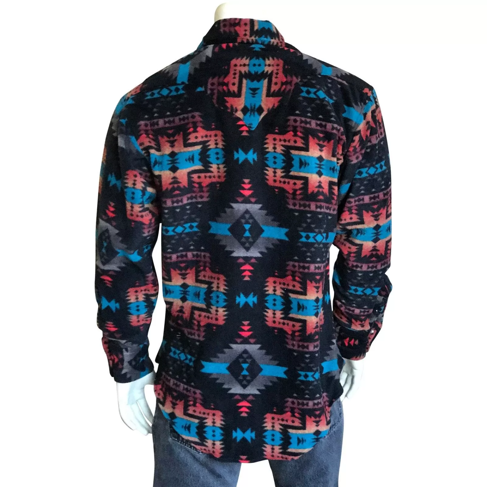 Rockmount Men'S Native Pattern Fleece Western Shirt In Black & Blue Sale