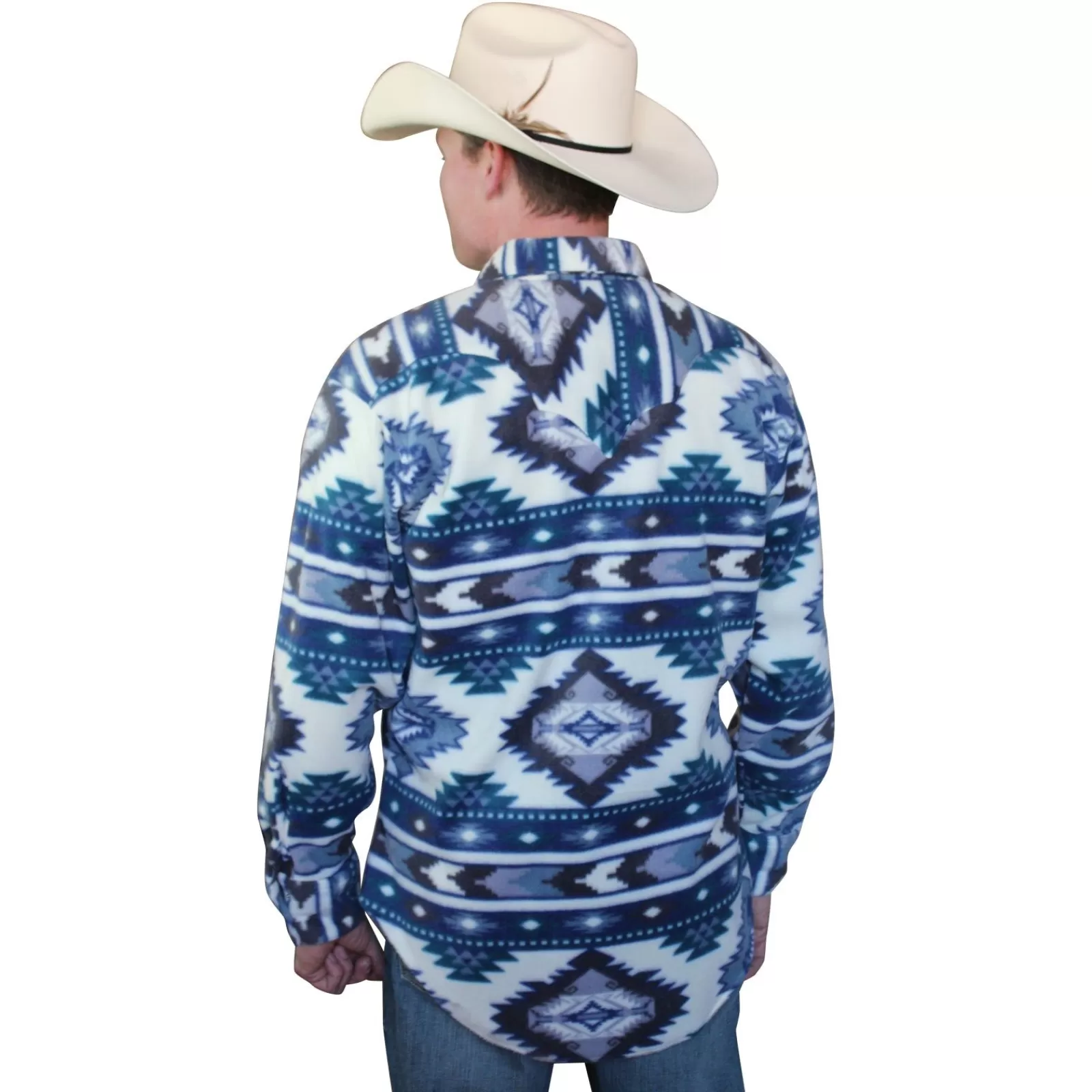 Rockmount Men'S Native Pattern Fleece Western Shirt In Blue & Navy Discount