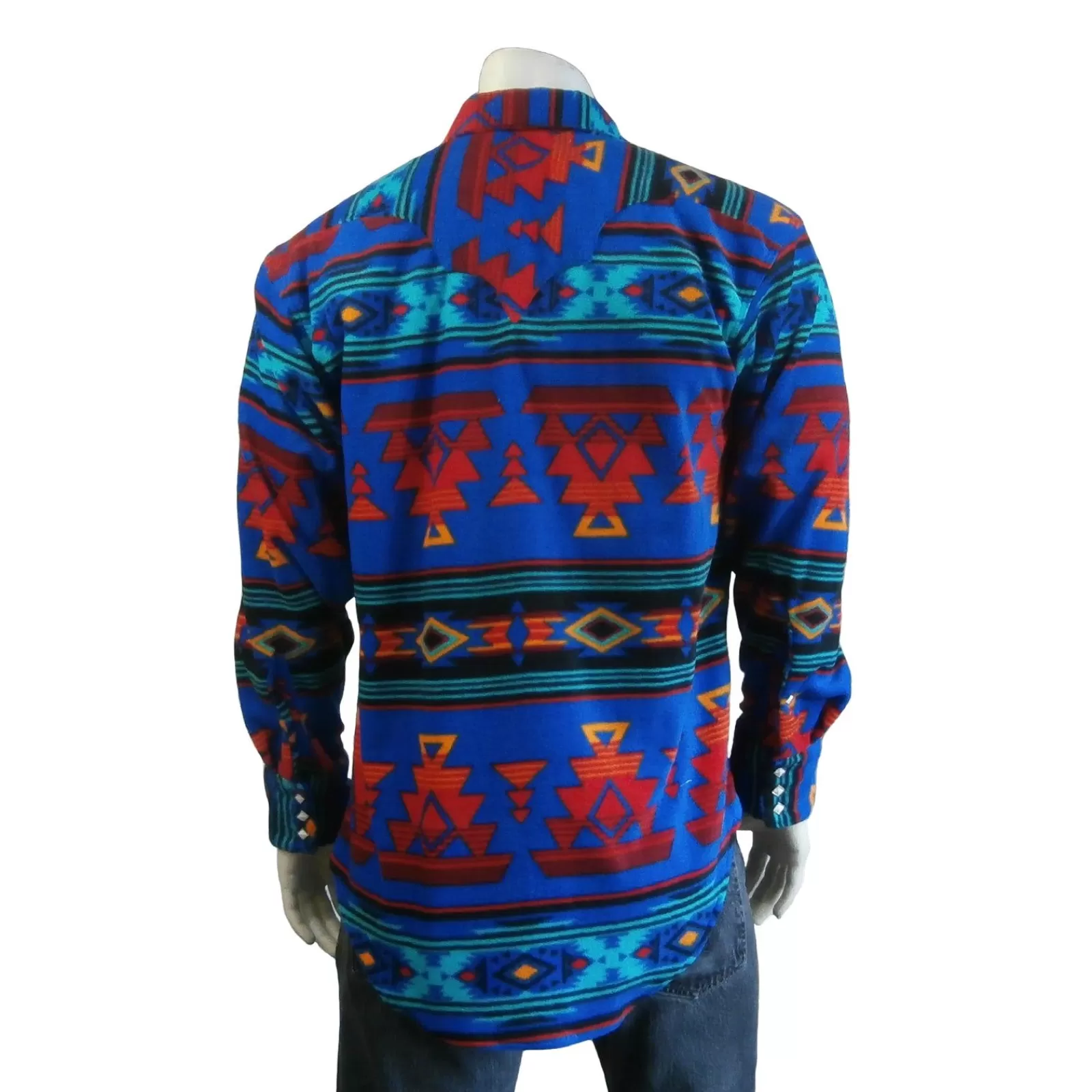 Rockmount Men'S Native Pattern Fleece Western Shirt In Blue & Red Cheap