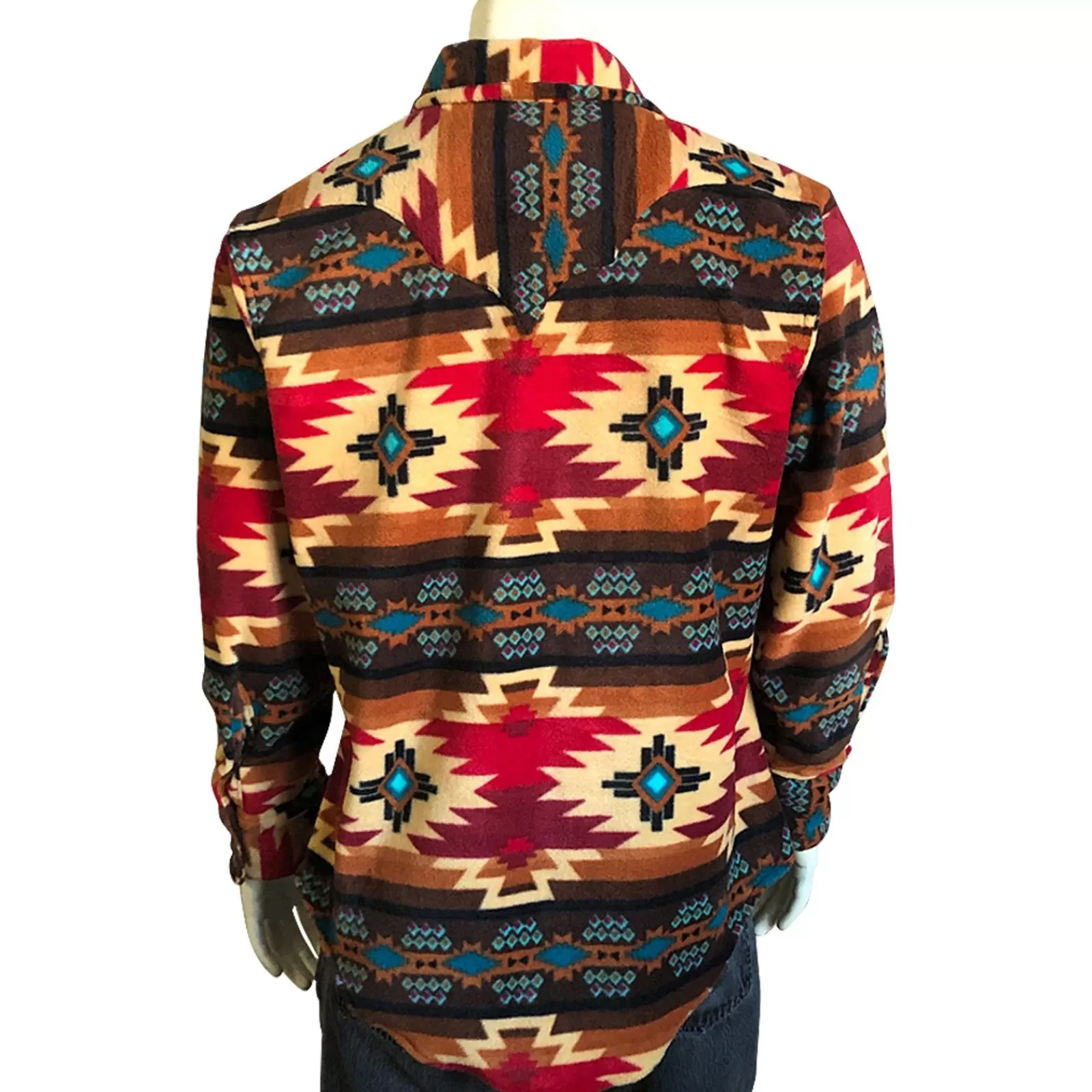 Rockmount Men'S Native Pattern Fleece Western Shirt In Brown & Red Online