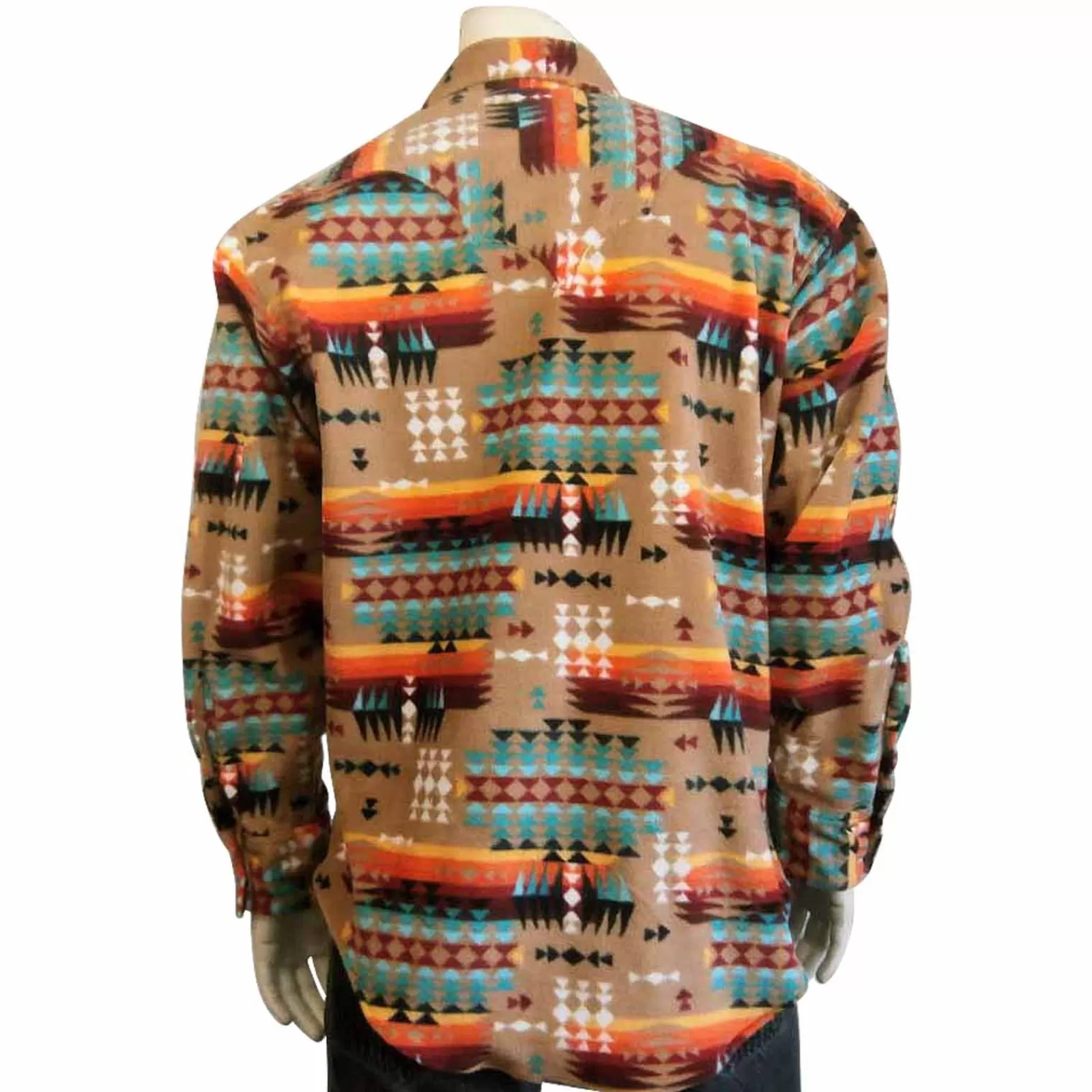 Rockmount Men'S Native Pattern Fleece Western Shirt In Camel & Red Cheap