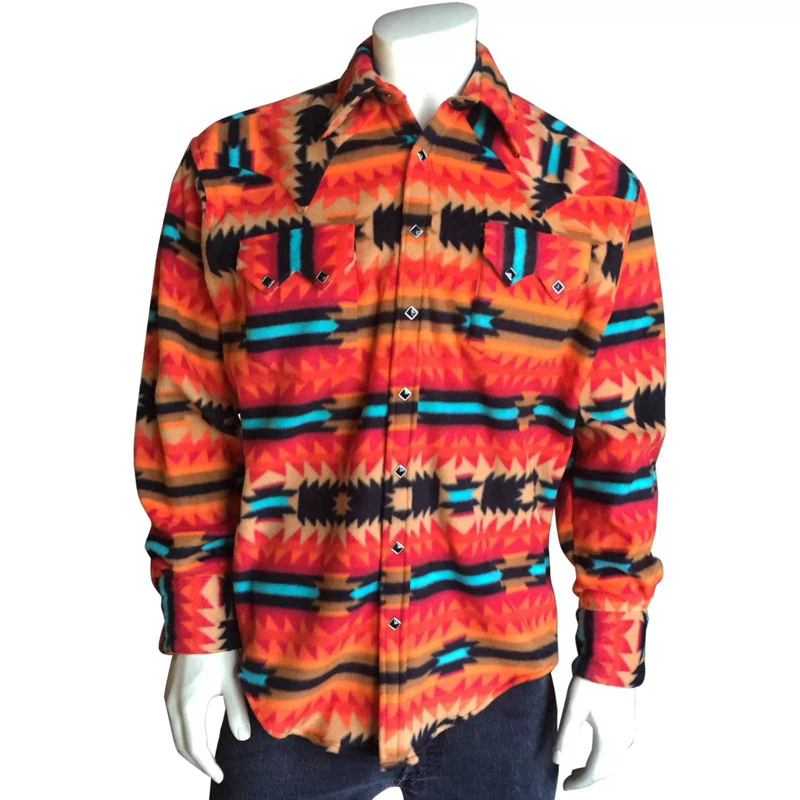 Rockmount Men'S Native Pattern Fleece Western Shirt In Red & Black Shop