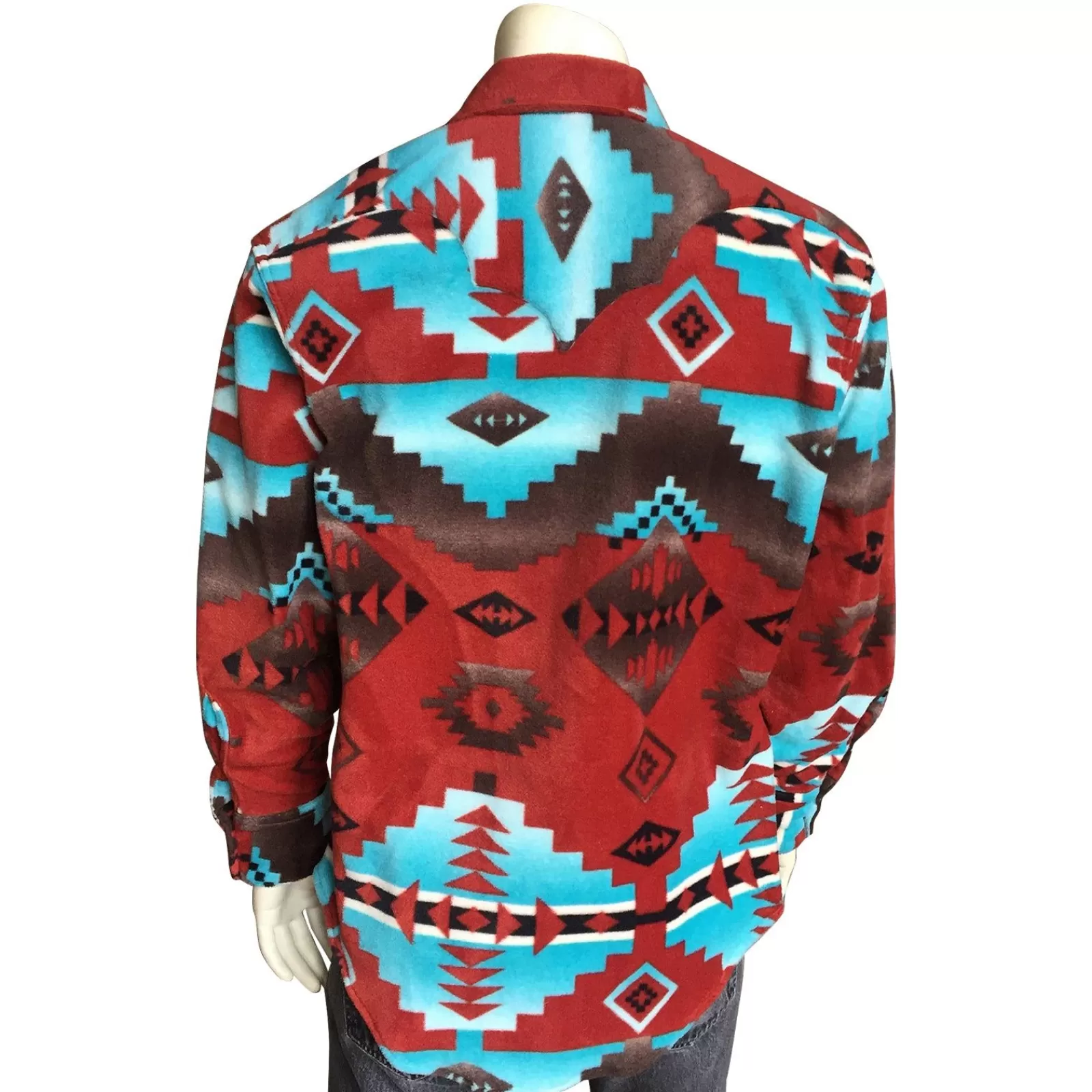 Rockmount Men'S Native Pattern Fleece Western Shirt In Rust & Turquoise Cheap