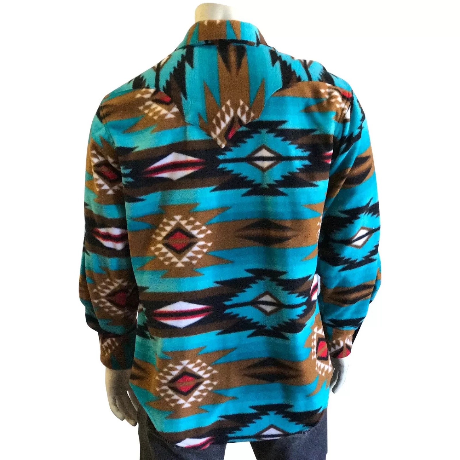 Rockmount Men'S Native Pattern Fleece Western Shirt In Turquoise & Brown Online