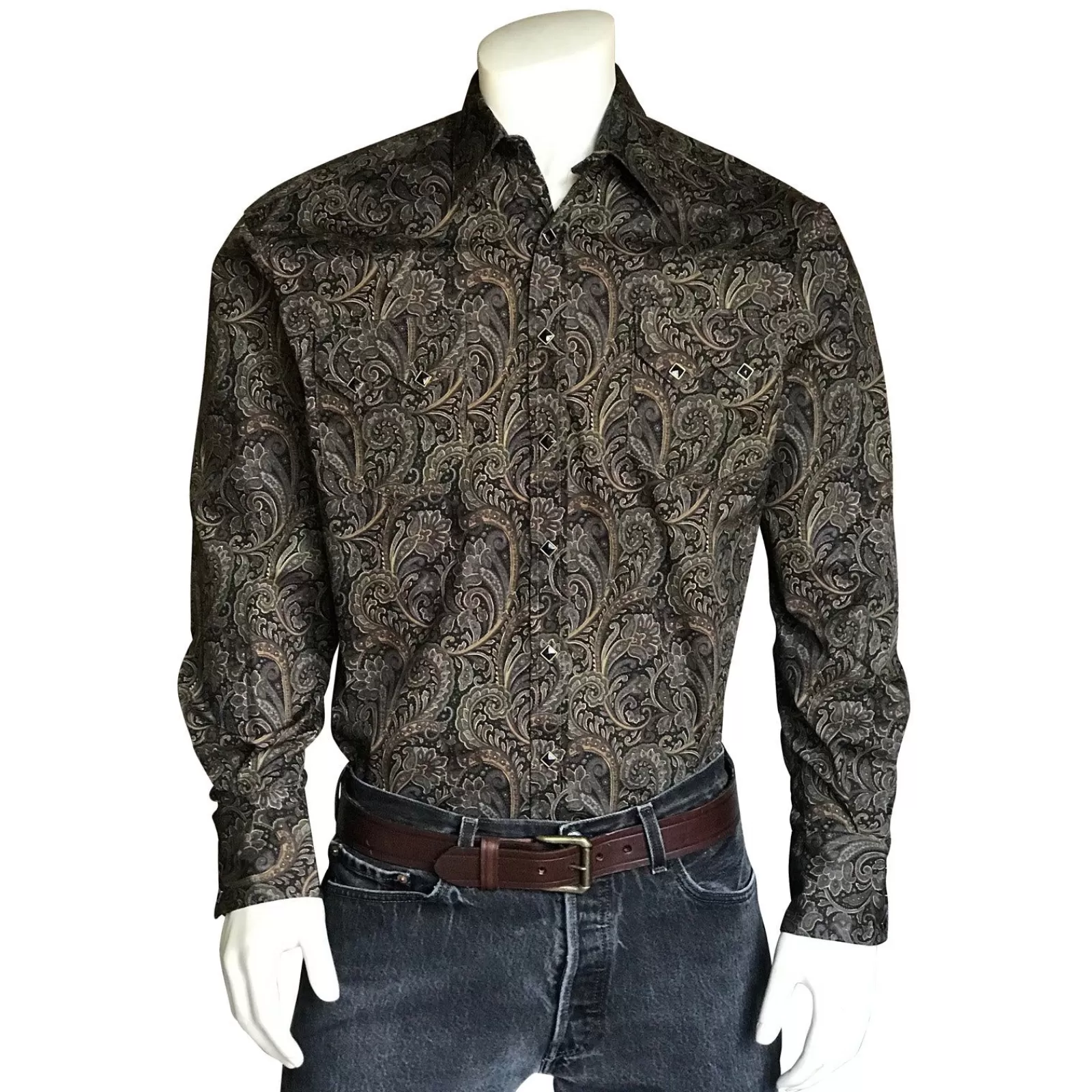 Rockmount Men'S Ornate Paisley Print Western Shirt In Brown Fashion