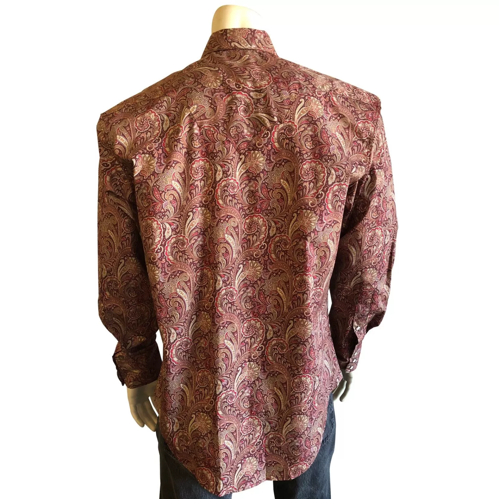 Rockmount Men'S Ornate Paisley Print Western Shirt In Burgundy Cheap