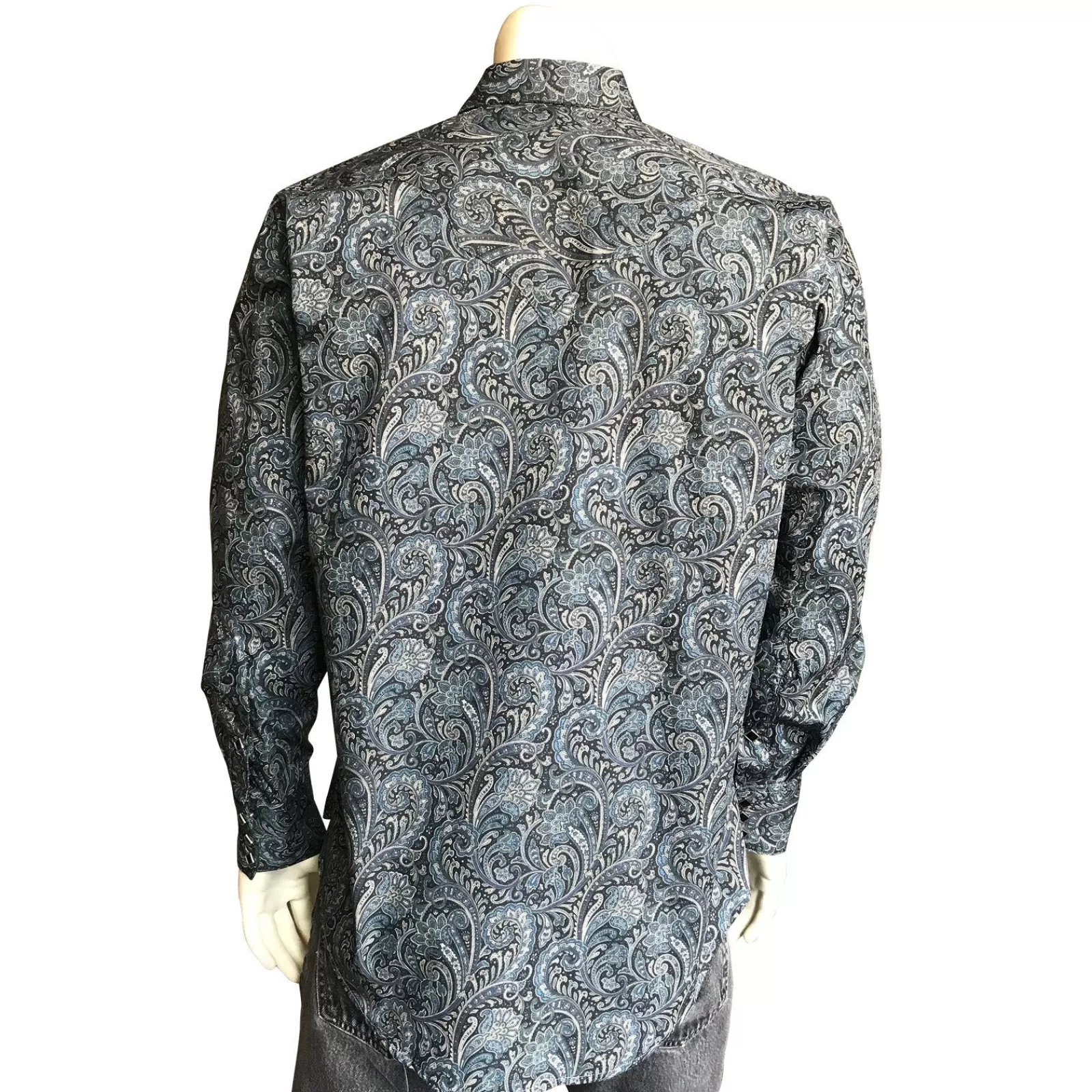 Rockmount Men'S Ornate Paisley Print Western Shirt In Navy Cheap