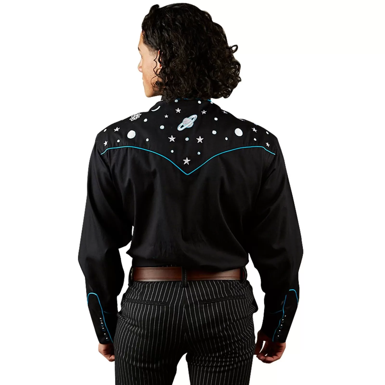 Rockmount Men'S Out Of This World Embroidered Black Western Shirt Best Sale