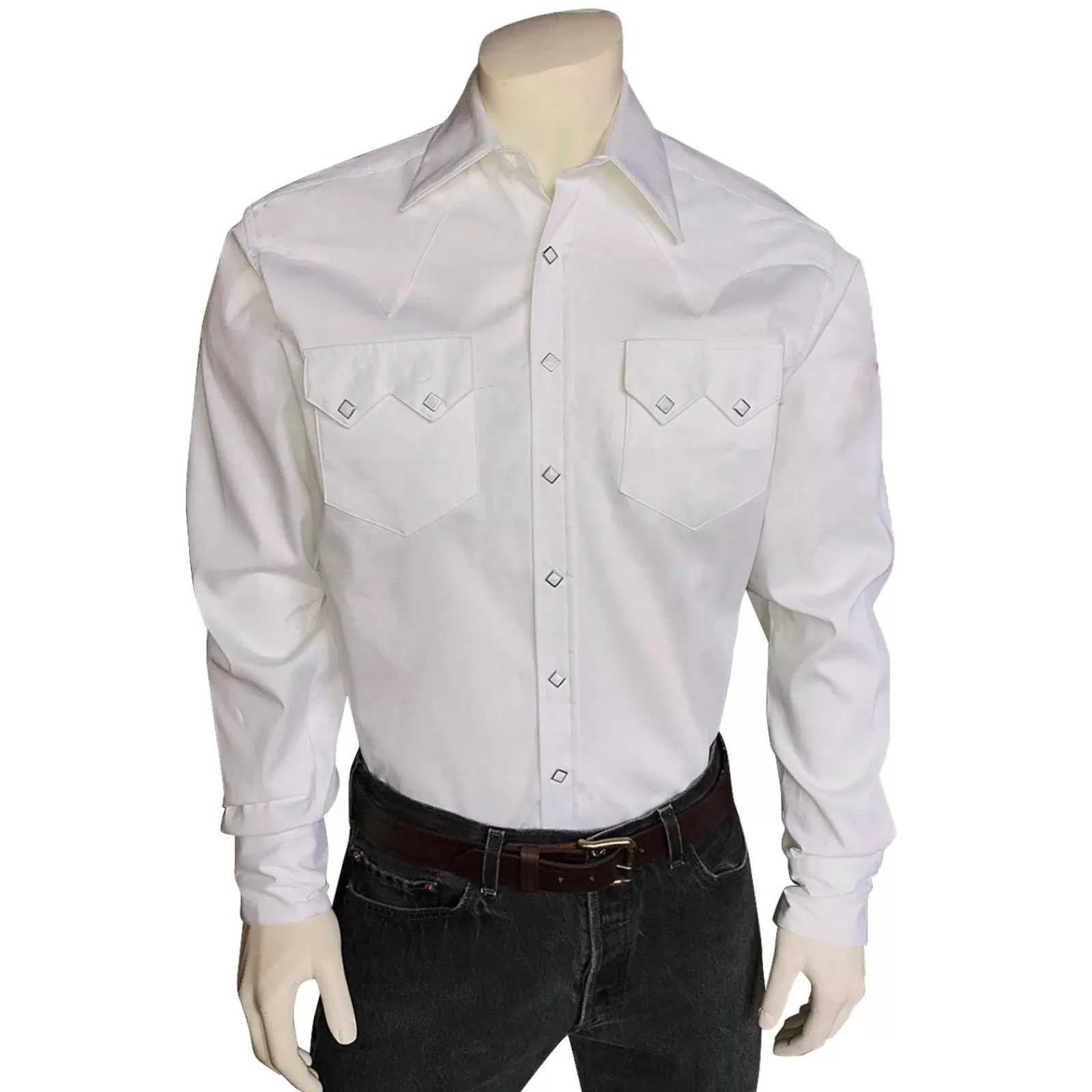 Rockmount Men'S Pima Cotton Pique Rib White-On-White Western Shirt Best Sale