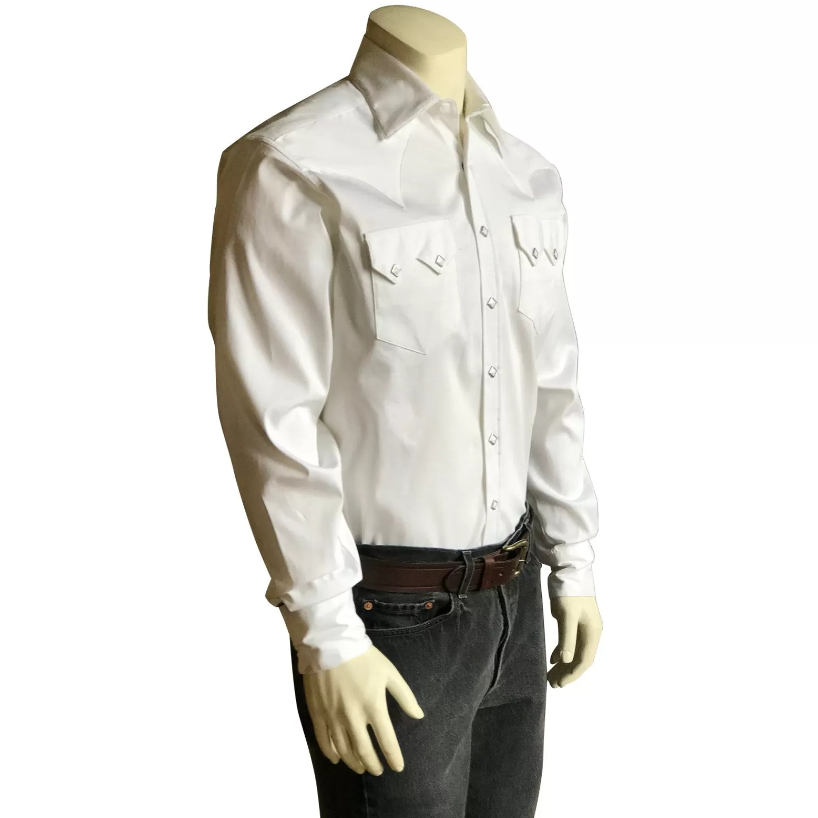 Rockmount Men'S Pima Cotton Pique Rib White-On-White Western Shirt Best Sale