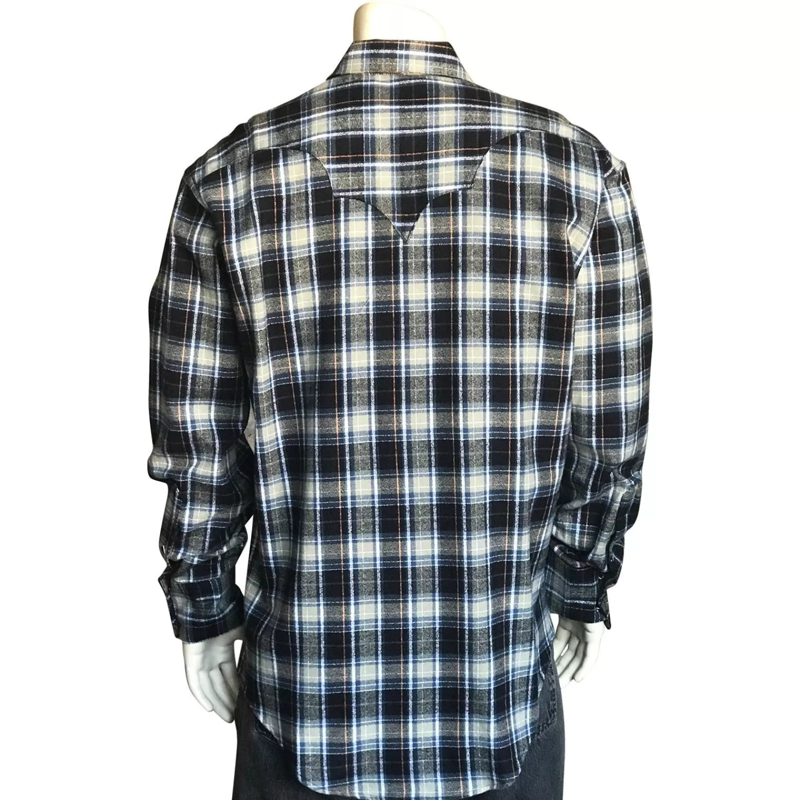 Rockmount Men'S Plush Flannel Black & Grey Plaid Western Shirt Outlet