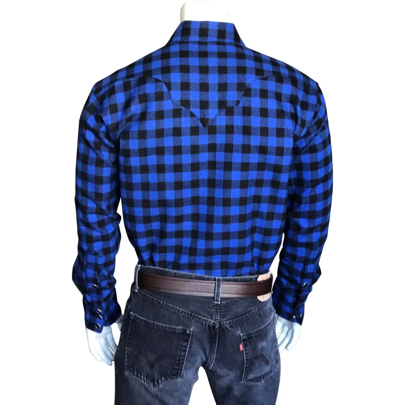 Rockmount Men'S Plush Flannel Blue & Black Buffalo Check Western Shirt Online