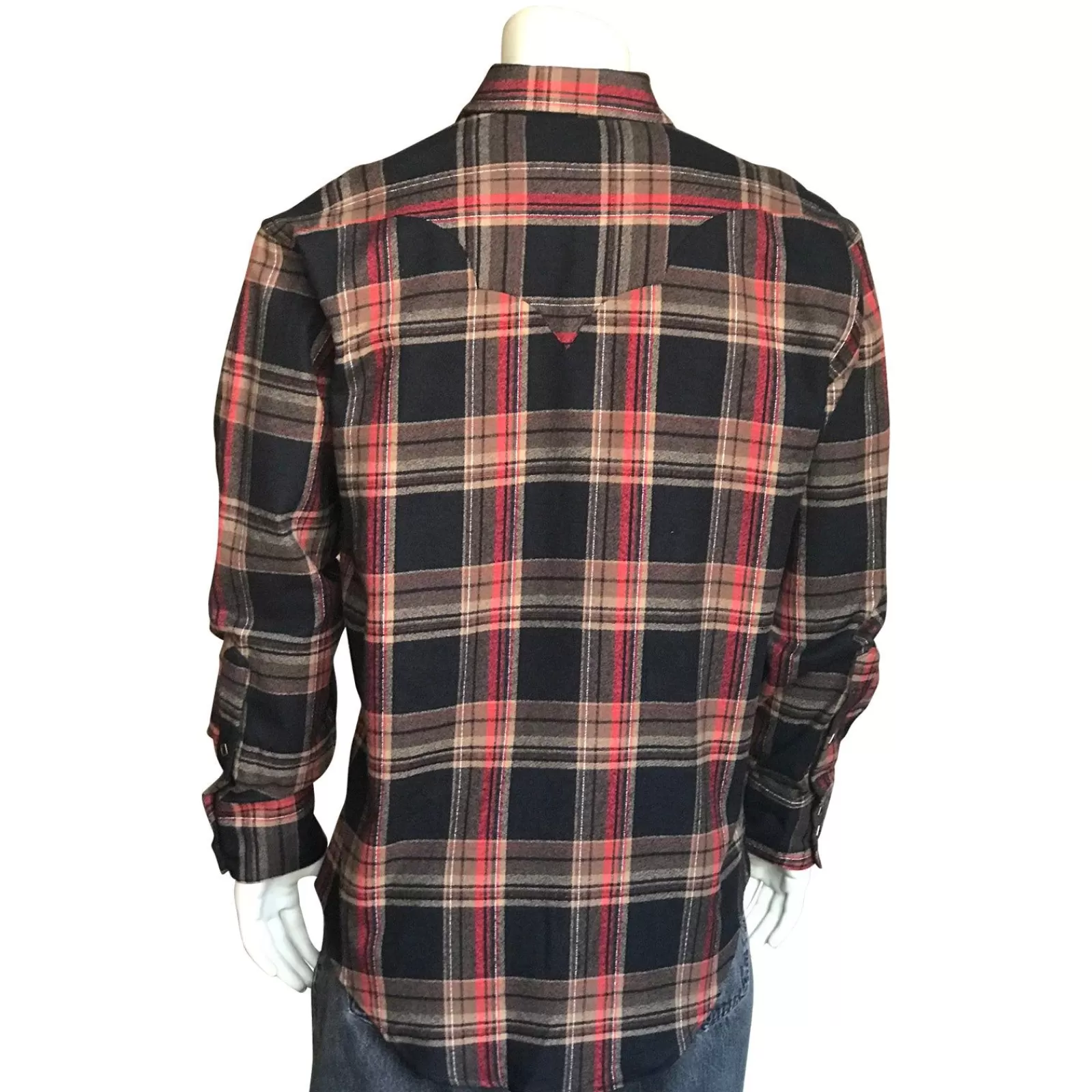 Rockmount Men'S Plush Flannel Brown & Black Plaid Western Shirt Outlet