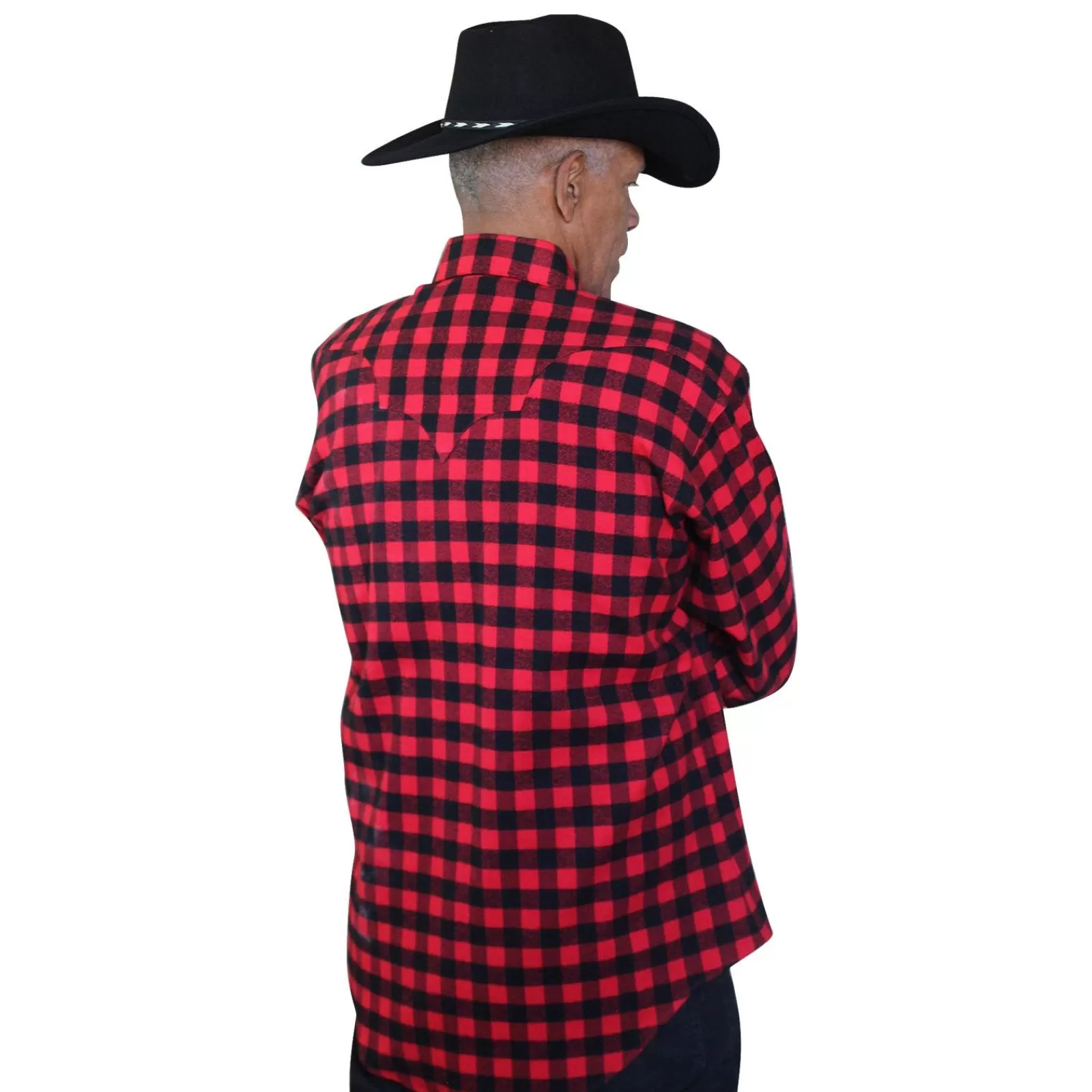 Rockmount Men'S Plush Flannel Red & Black Buffalo Check Western Shirt Flash Sale