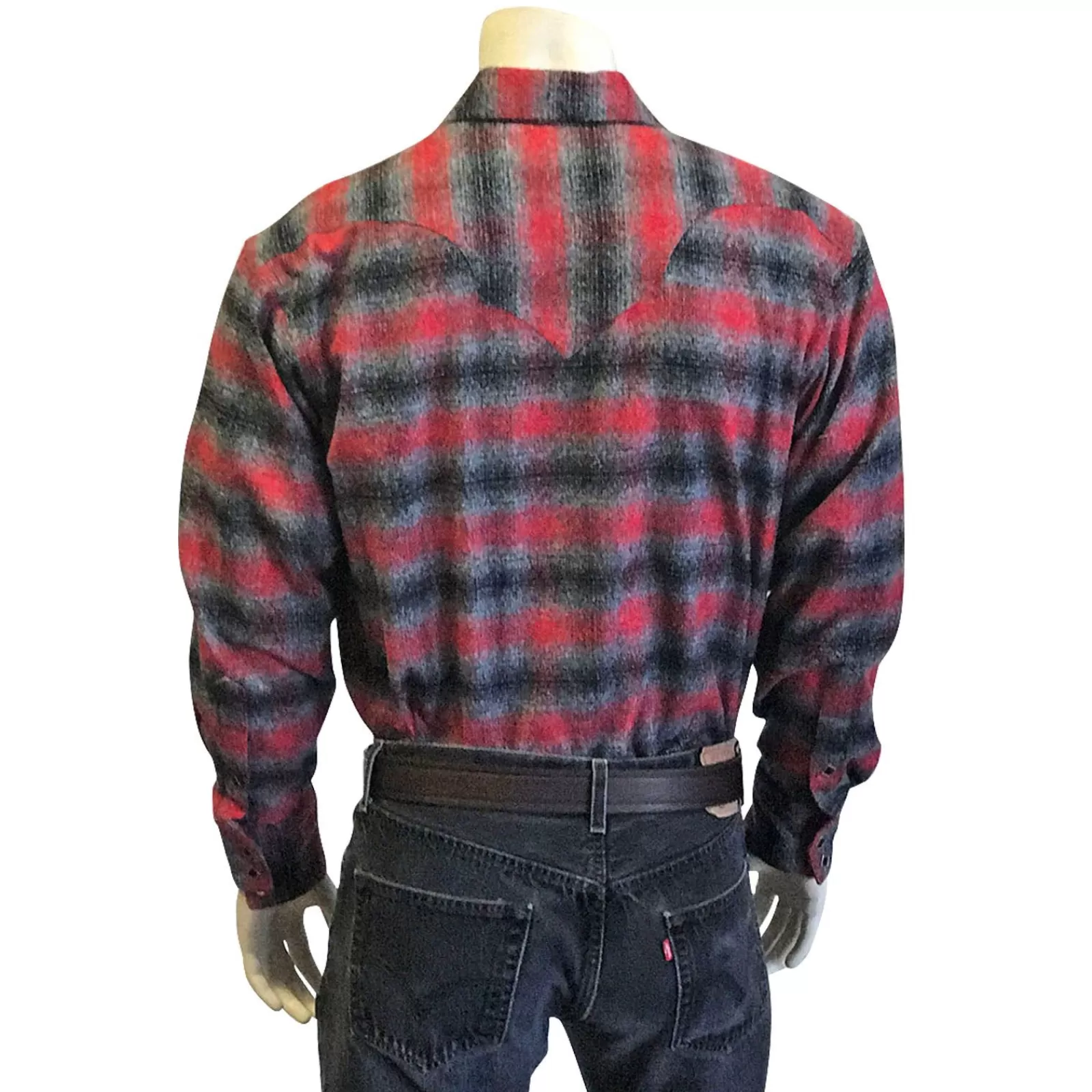 Rockmount Men'S Plush Flannel Red & Grey Plaid Western Shirt Best Sale