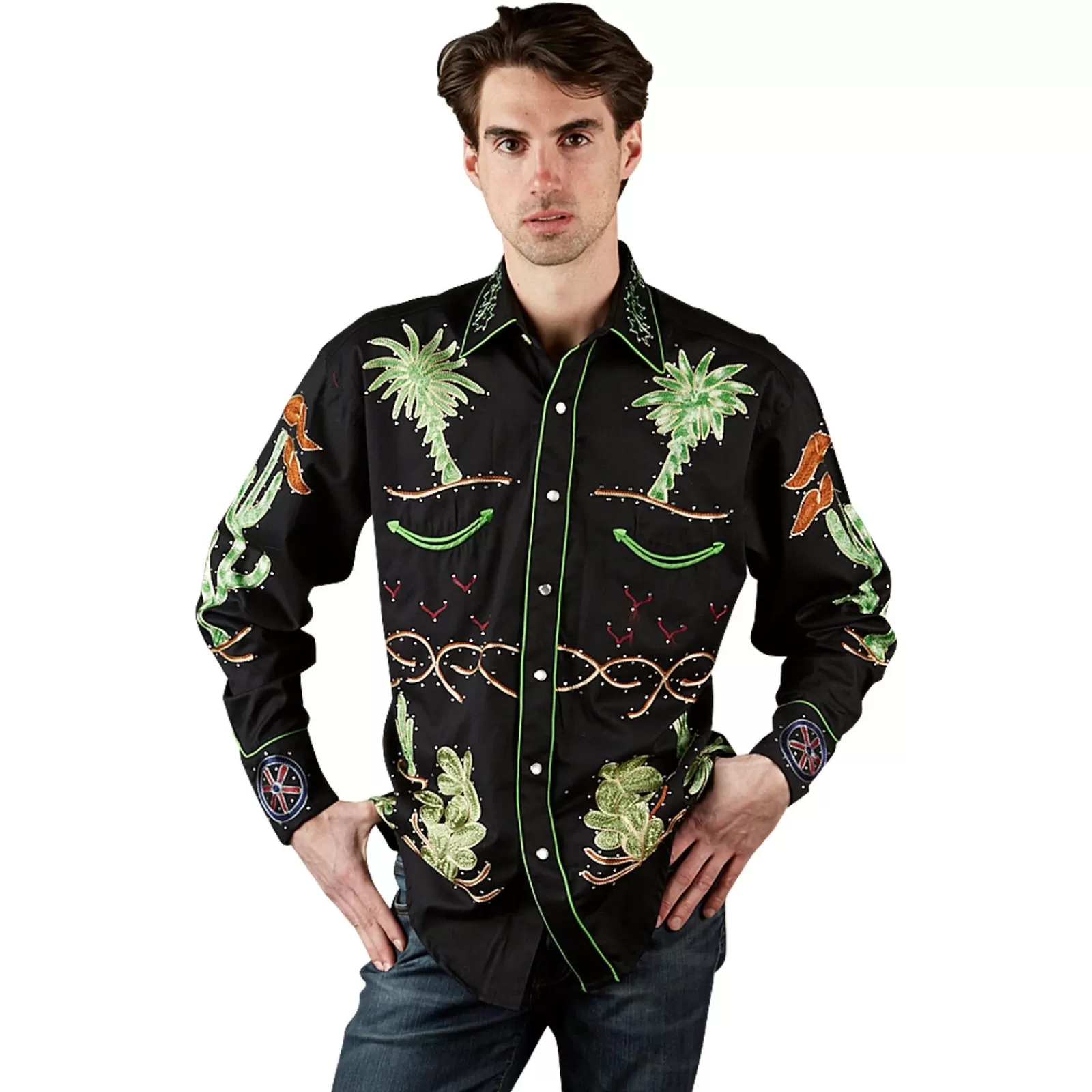 Rockmount Men'S Porter Wagoner Black Embroidered Western Shirt Discount