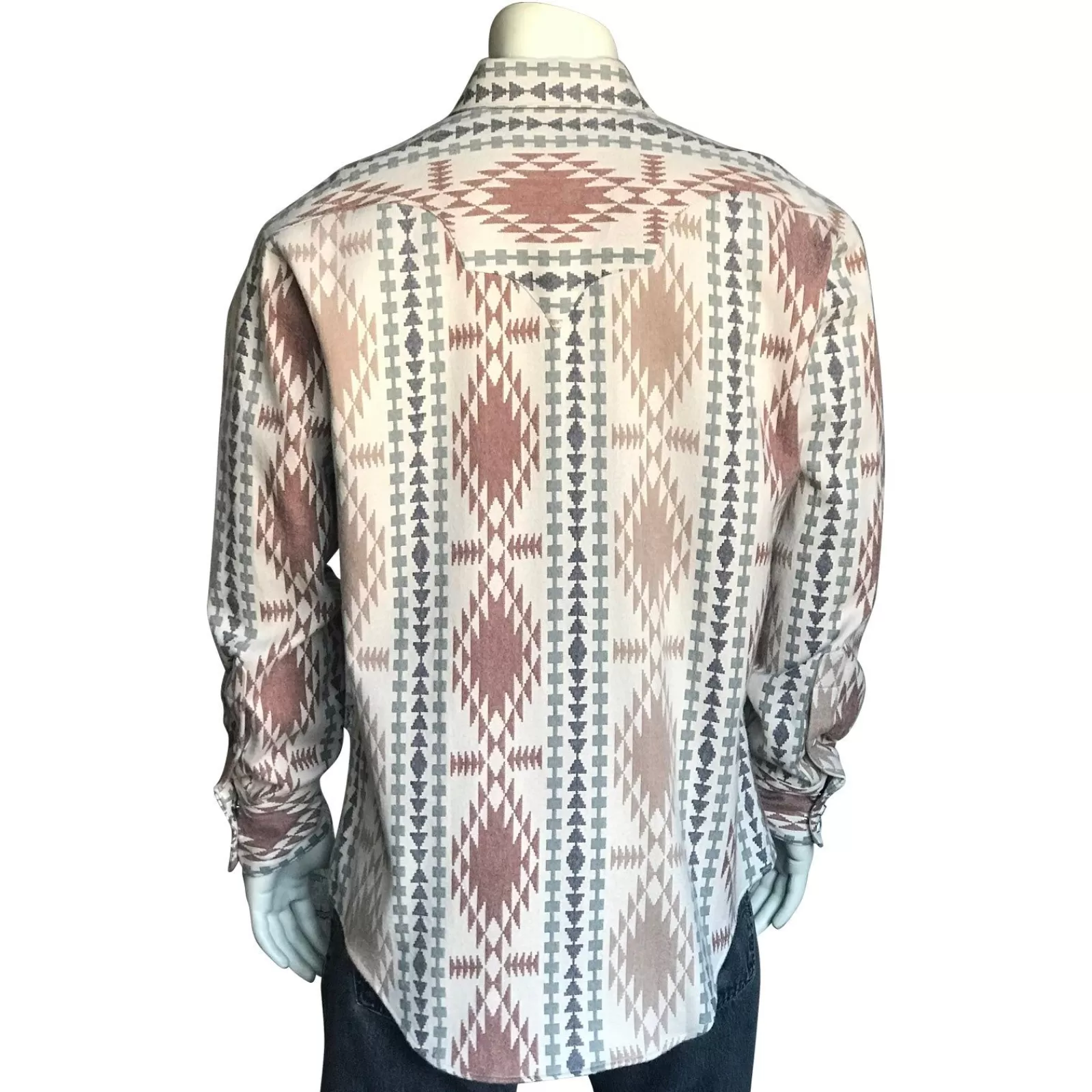 Rockmount Men'S Premium Flannel Jacquard Western Shirt In Brown & Ivory Fashion